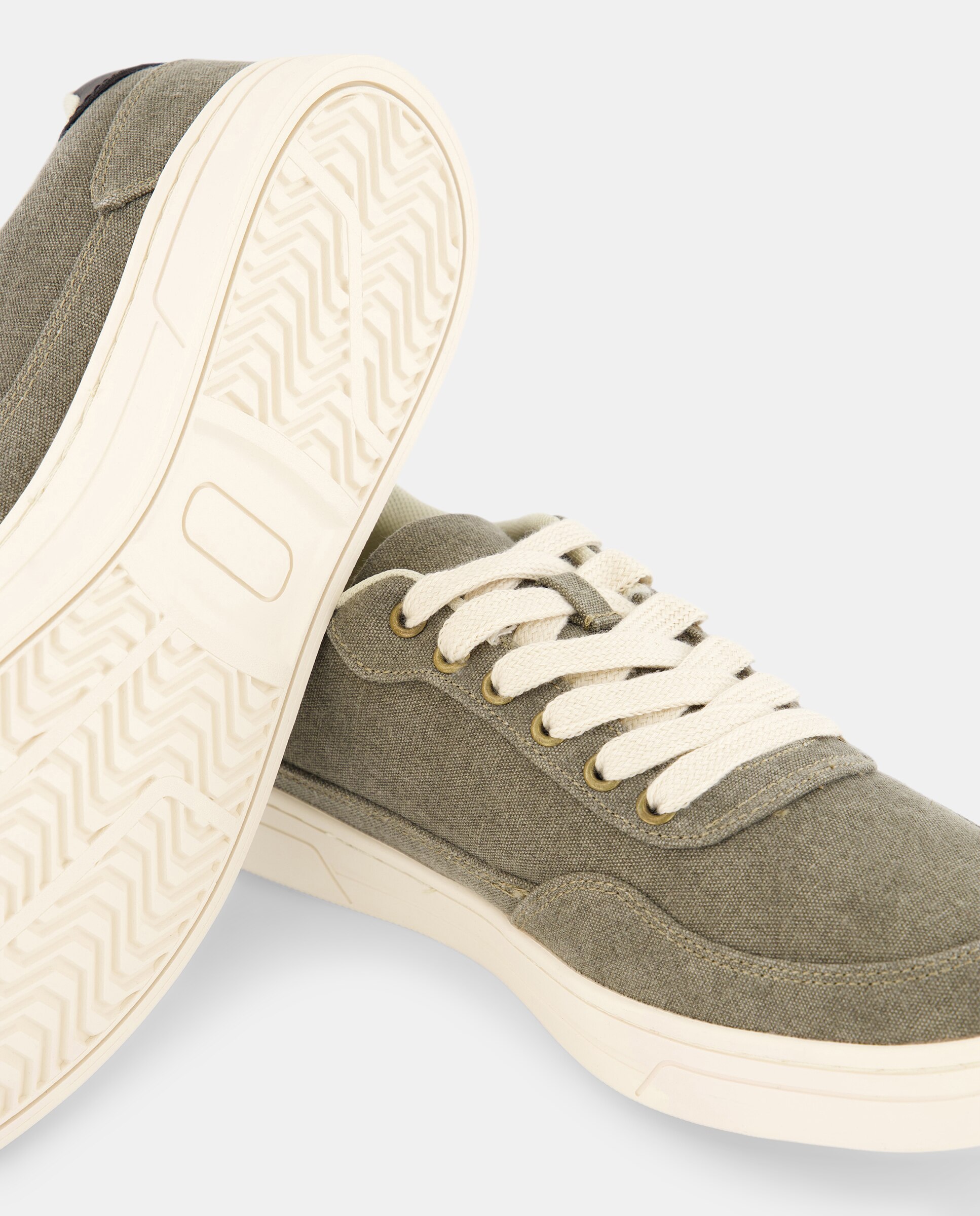 Deportivo lona lavada de hombre con piso de goma Kaki-5