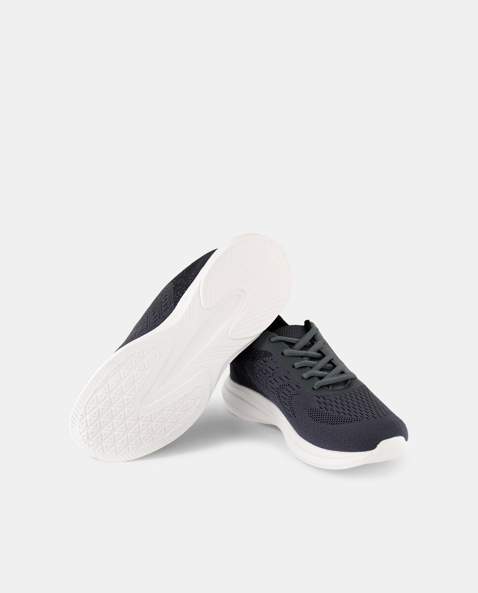 Deportivo lona lavada de hombre con piso de goma Gris-2