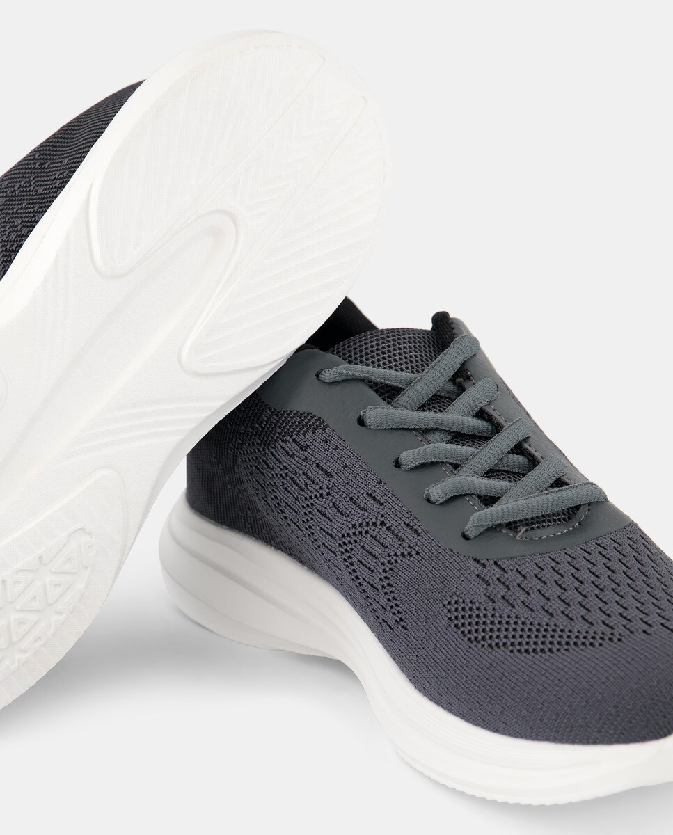 Deportivo lona lavada de hombre con piso de goma Gris-5