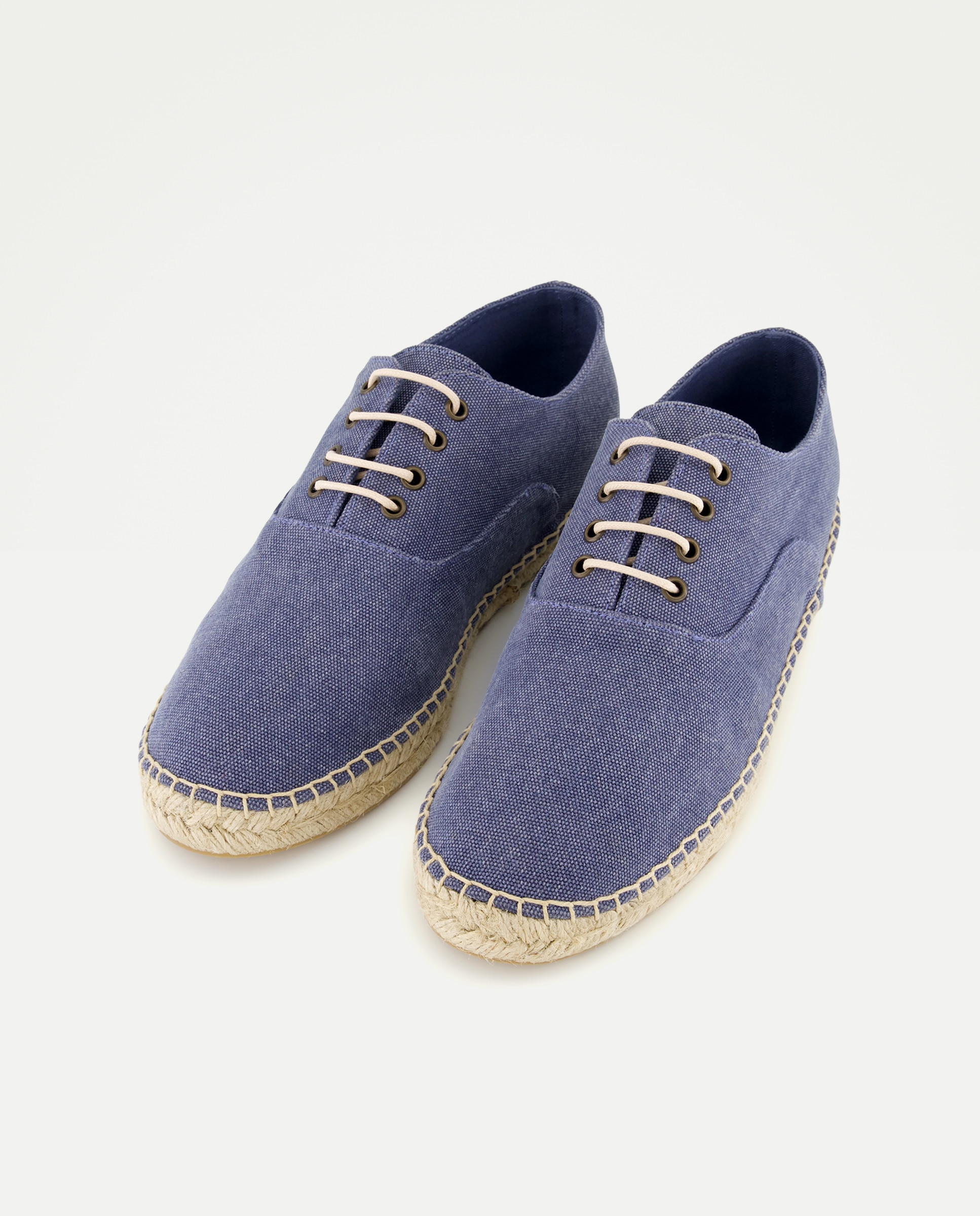 Zapato cordones lona lavada de hombre con piso de yute 400 Azul-2