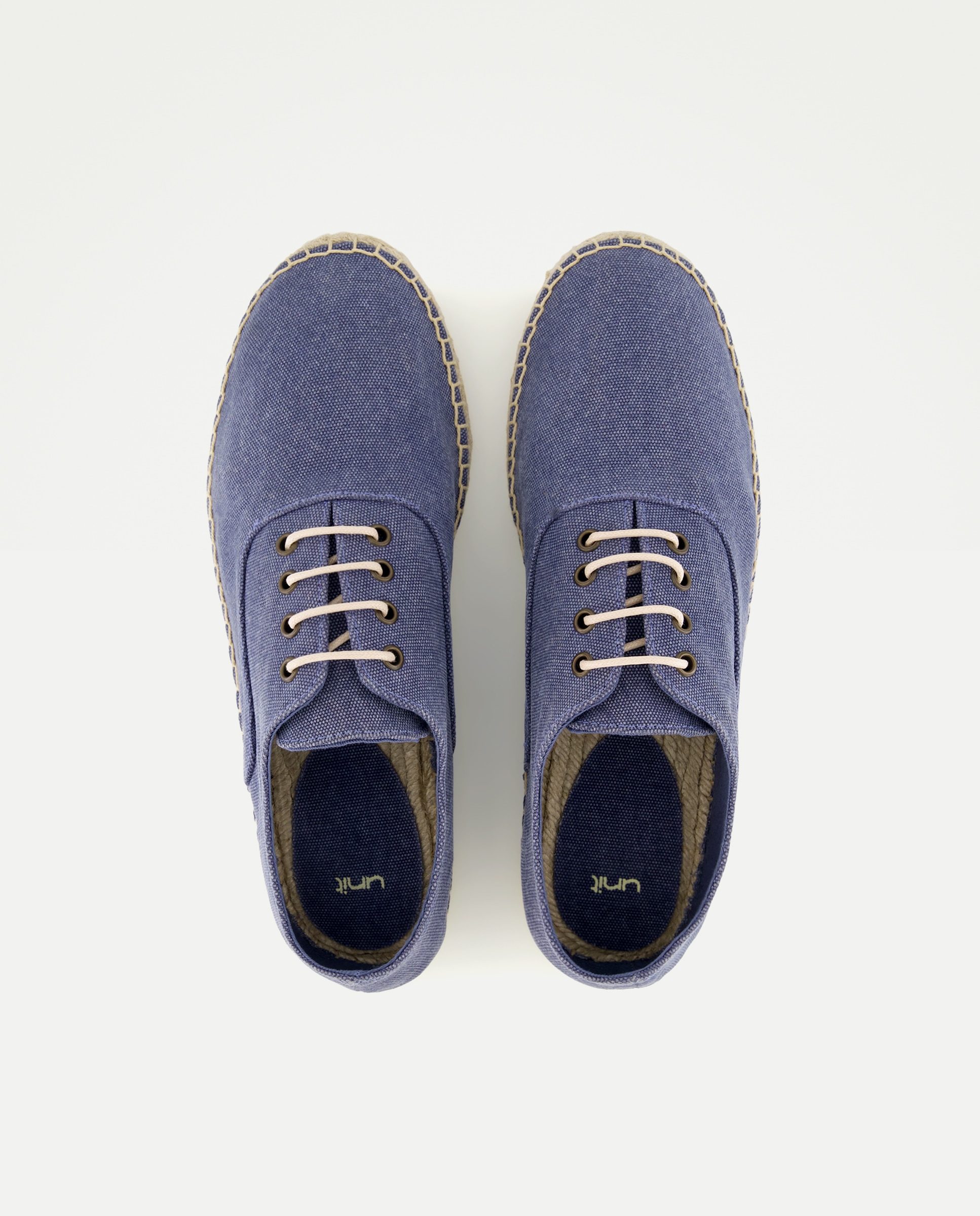 Zapato cordones lona lavada de hombre con piso de yute 400 Azul-4