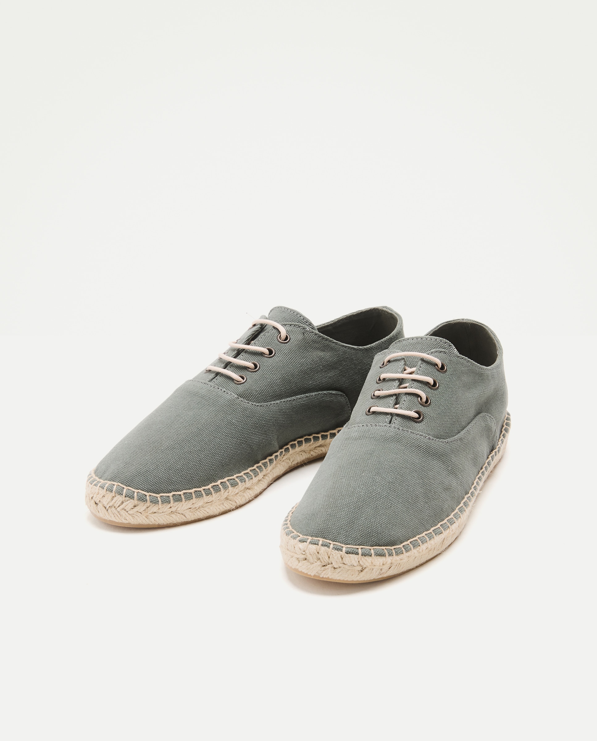 Zapato cordones lona lavada de hombre con piso de yute 520 Kaki-2