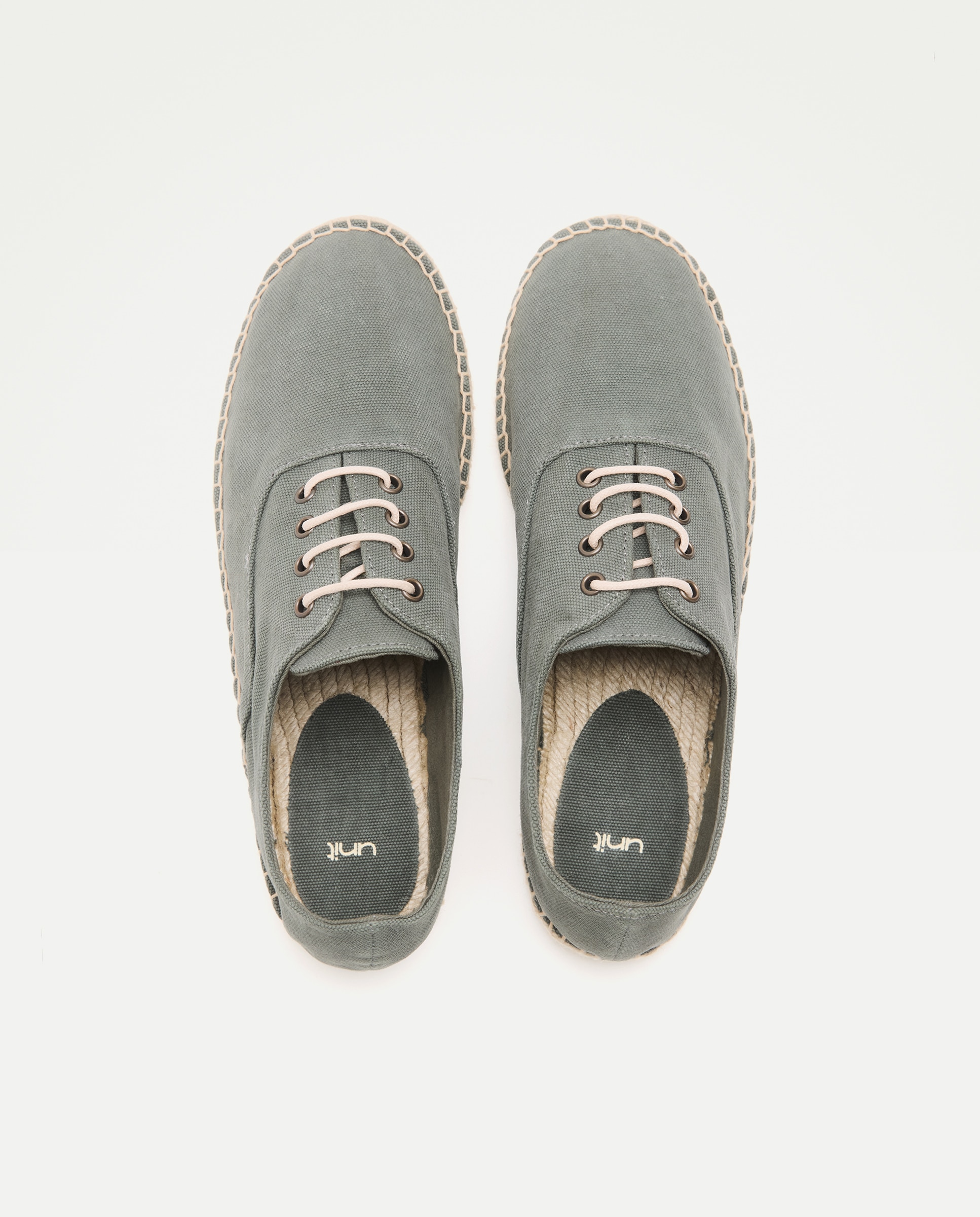 Zapato cordones lona lavada de hombre con piso de yute 520 Kaki-4