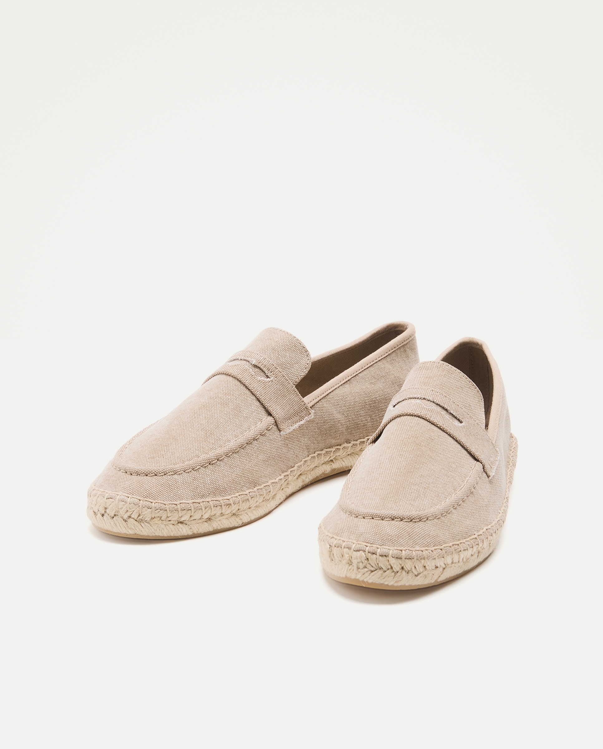 Mocasin antifaz lona lavada de hombre con piso de yute Tostado-2