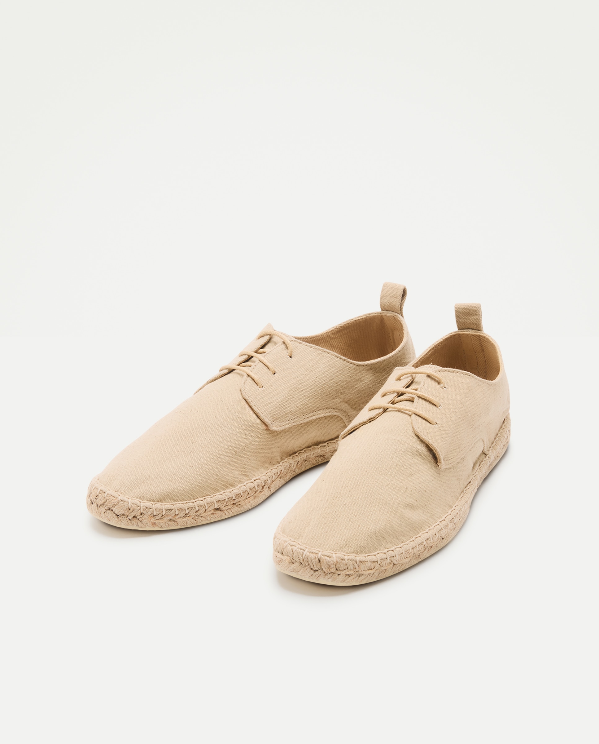 Zapato cordones lona de hombre con piso de yute Beige-2
