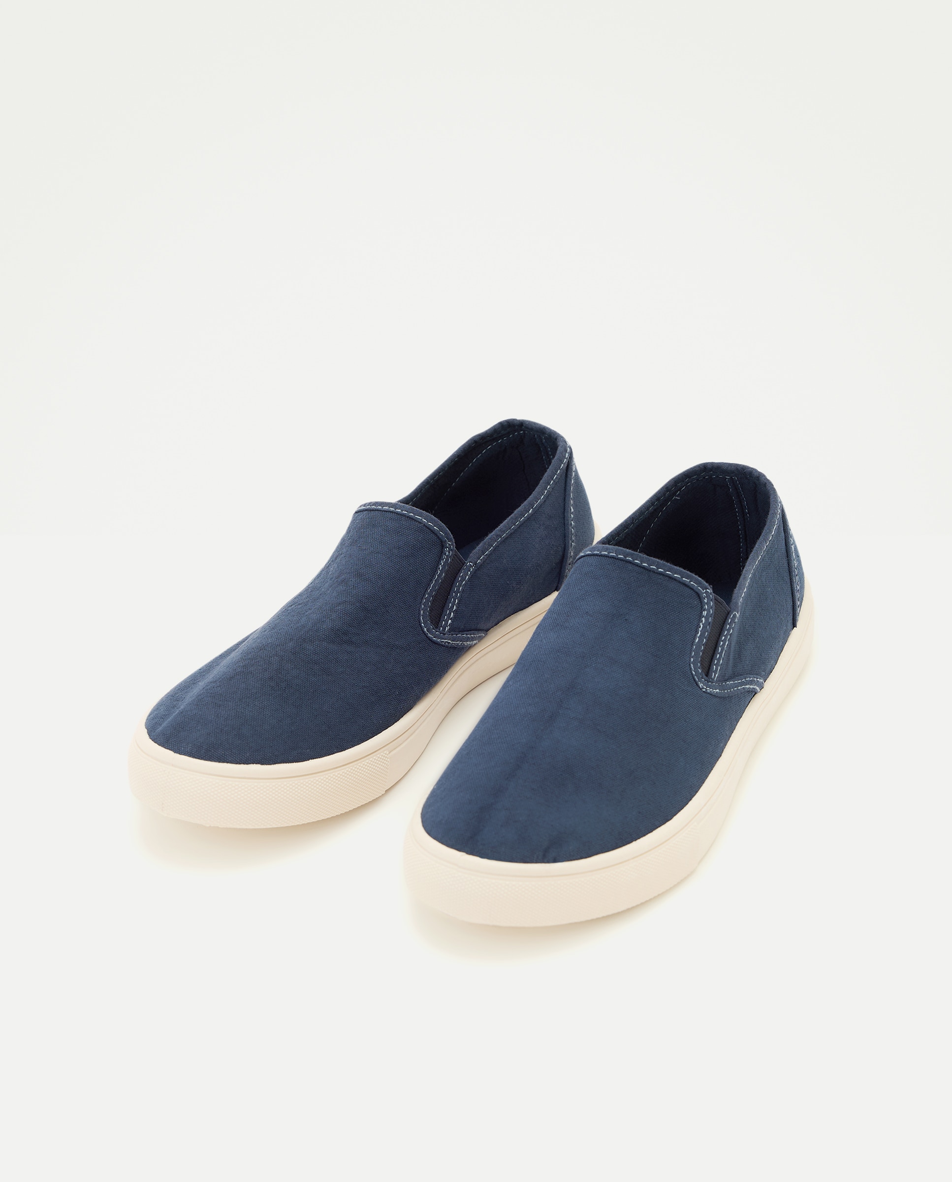 Zapato elasticos de lona lavada con piso de goma Azul marino-2