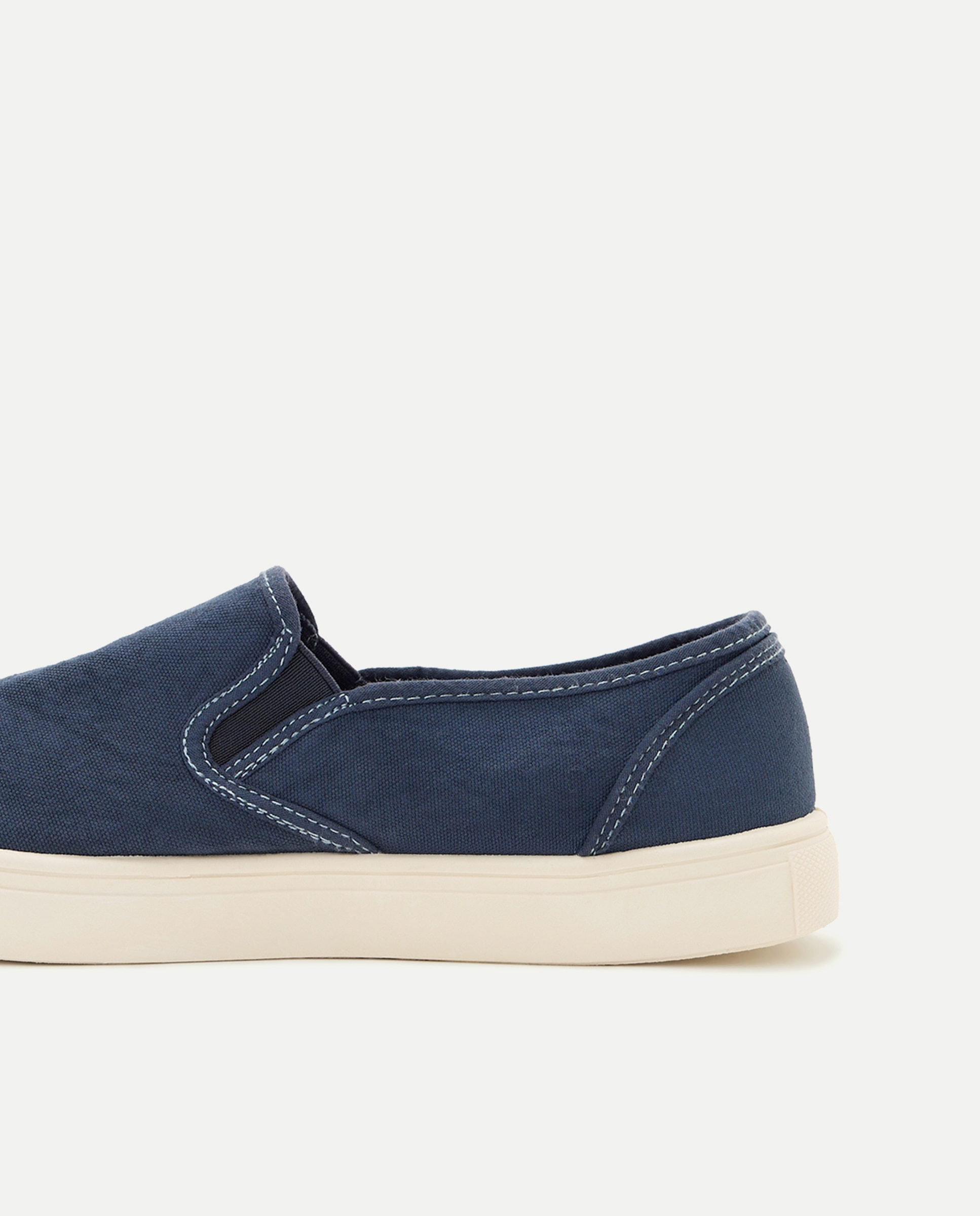 Zapato elasticos de lona lavada con piso de goma Azul marino-5