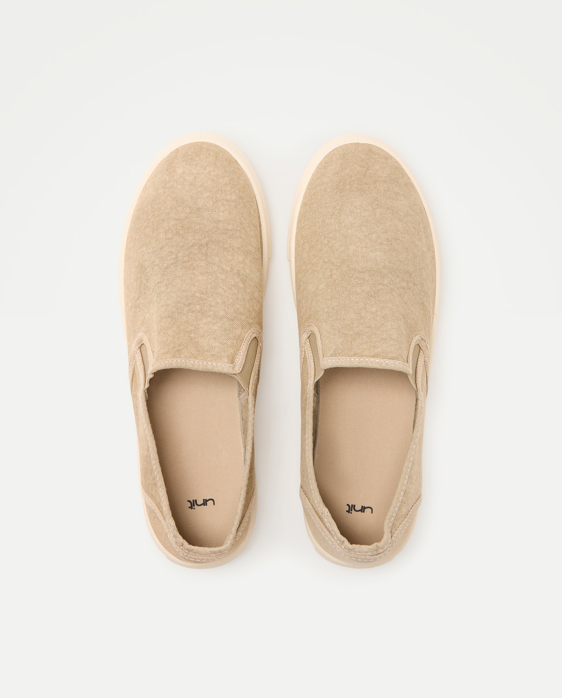 Zapato elasticos de lona lavada con piso de goma Beige-4