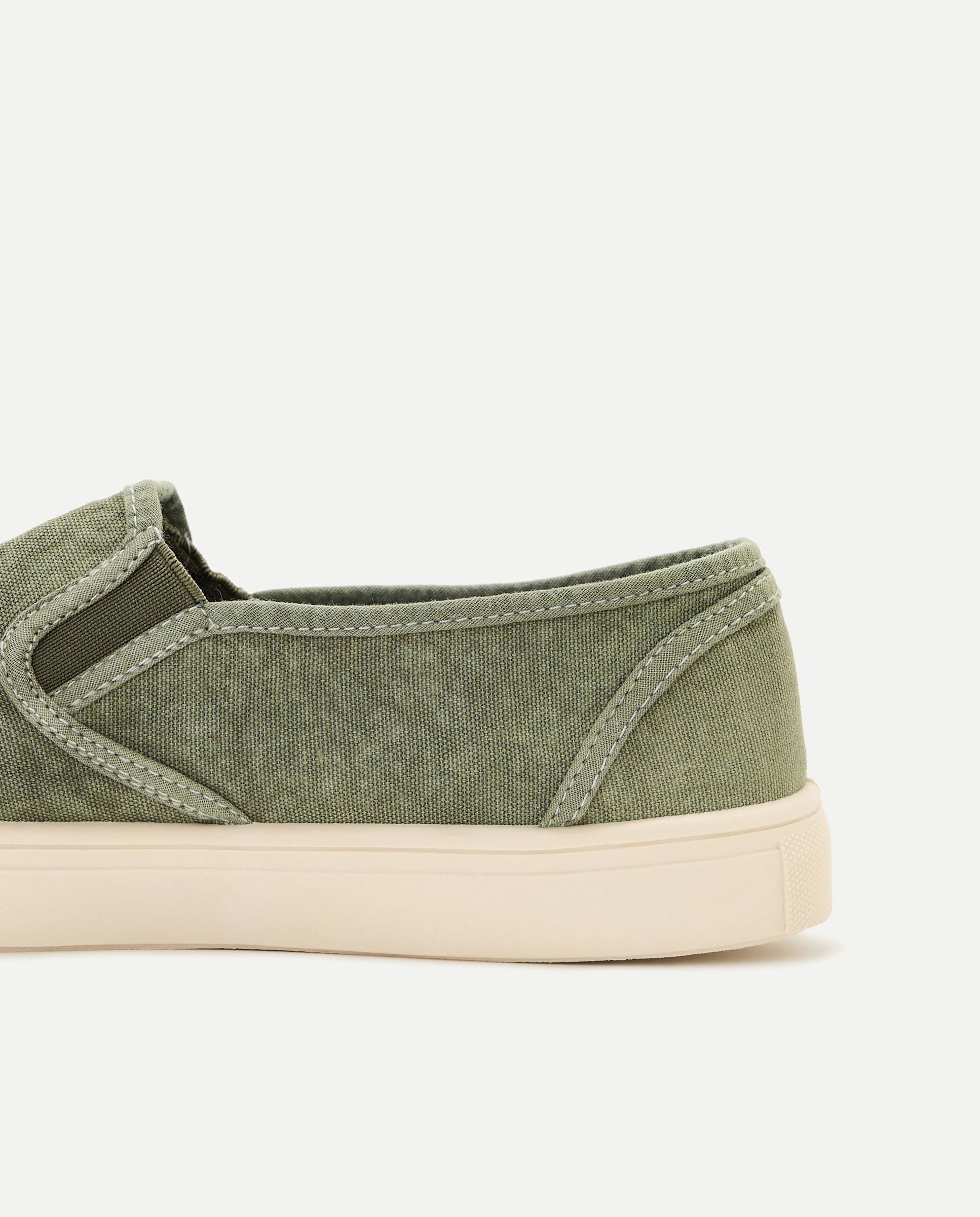 Zapato elasticos de lona lavada con piso de goma 520 Kaki-5