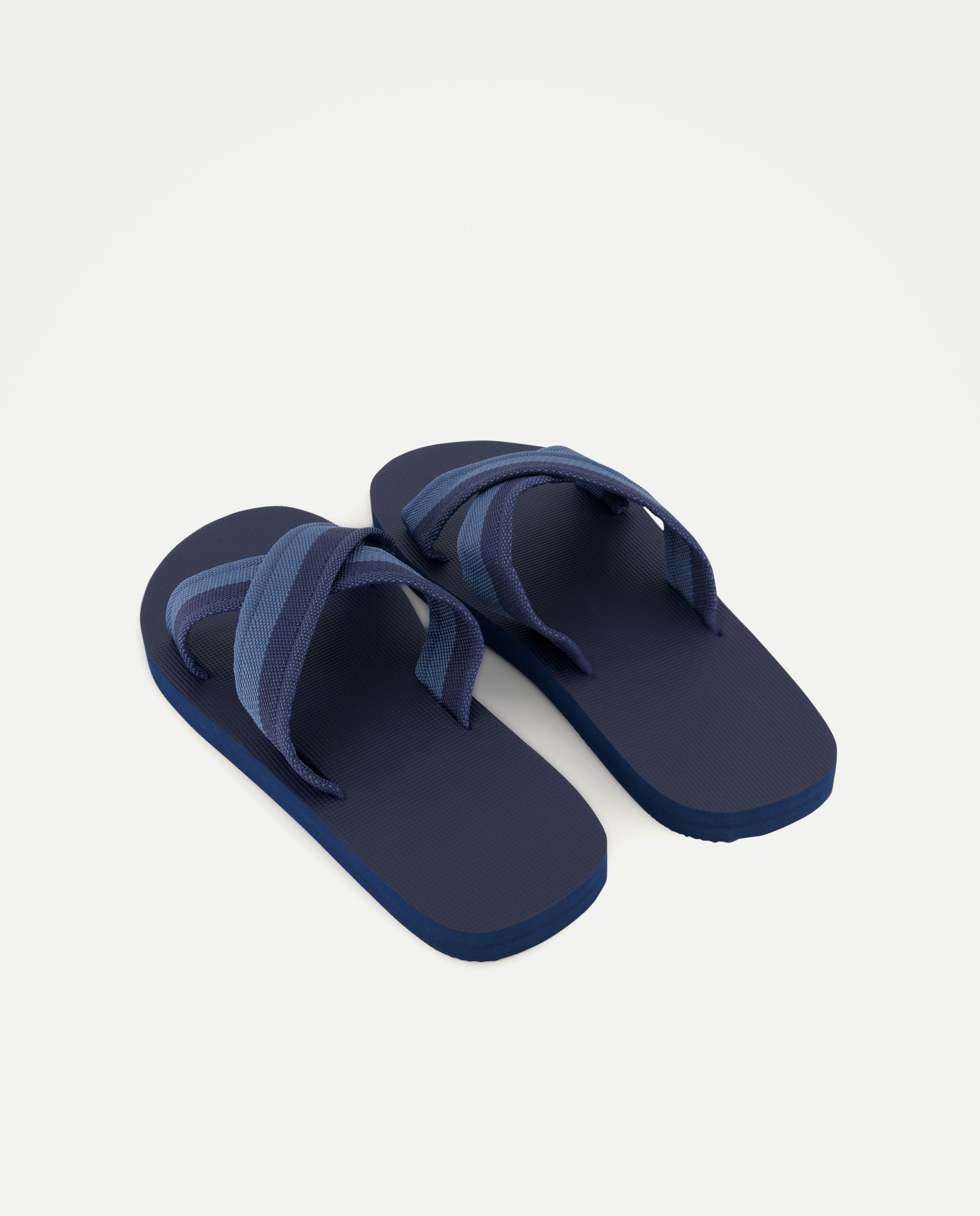 Chancla de baño tiras cruzadas textil con piso de goma 400 Azul-3