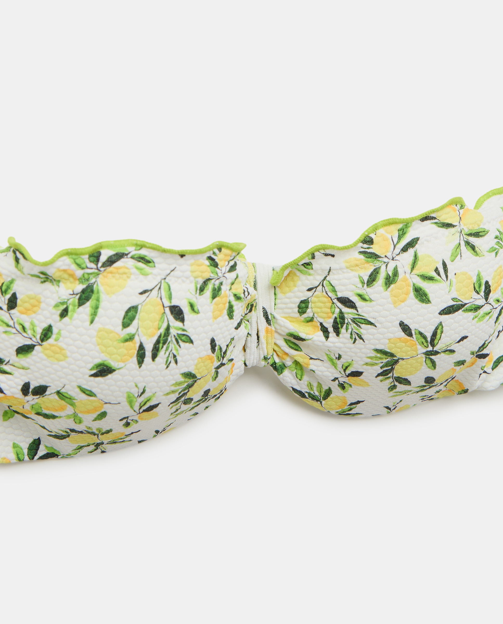 Top de Biquíni Piqué com Limões Branco-5