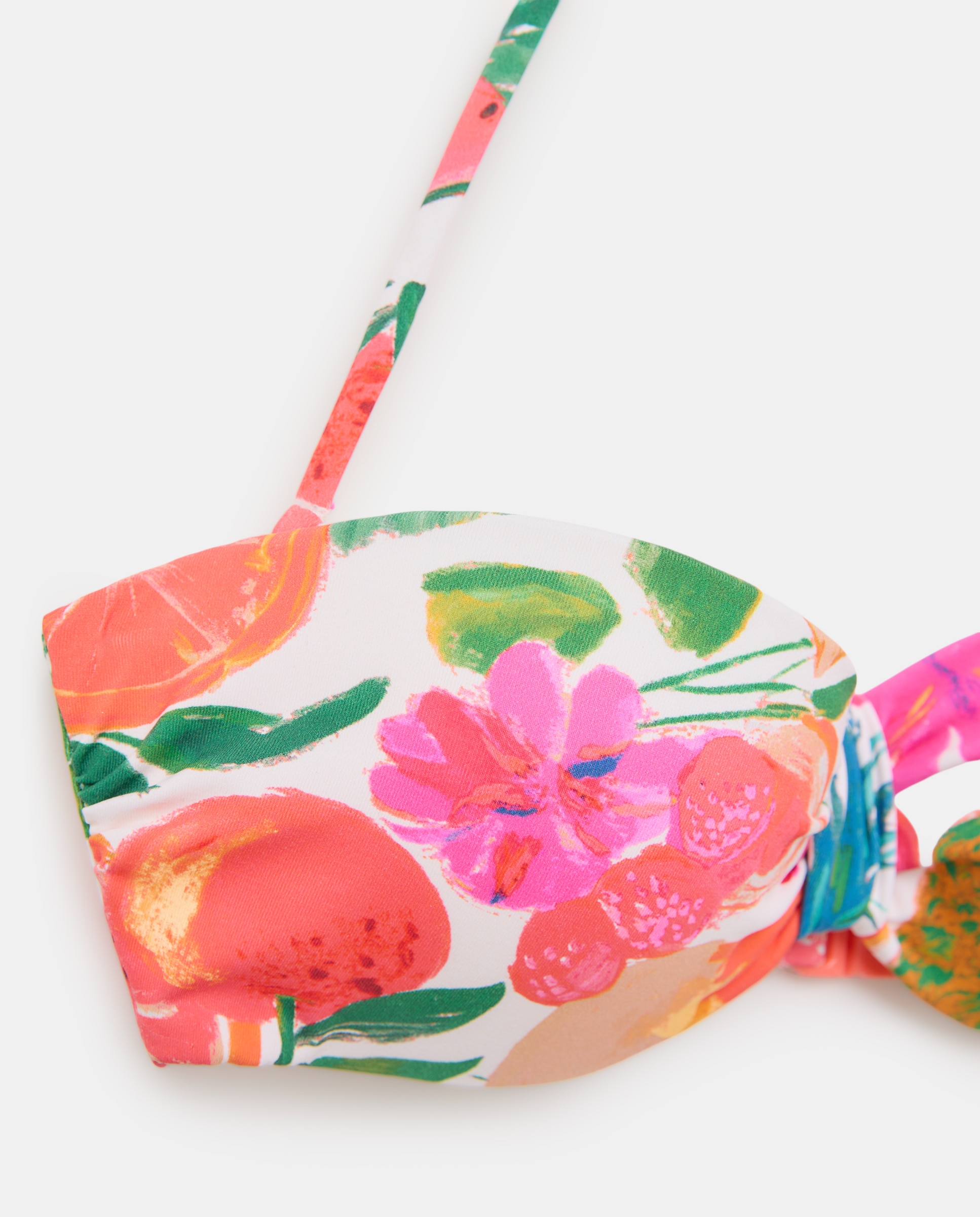 Top de Biquíni com Frutas Tropicais 630 Coral-5