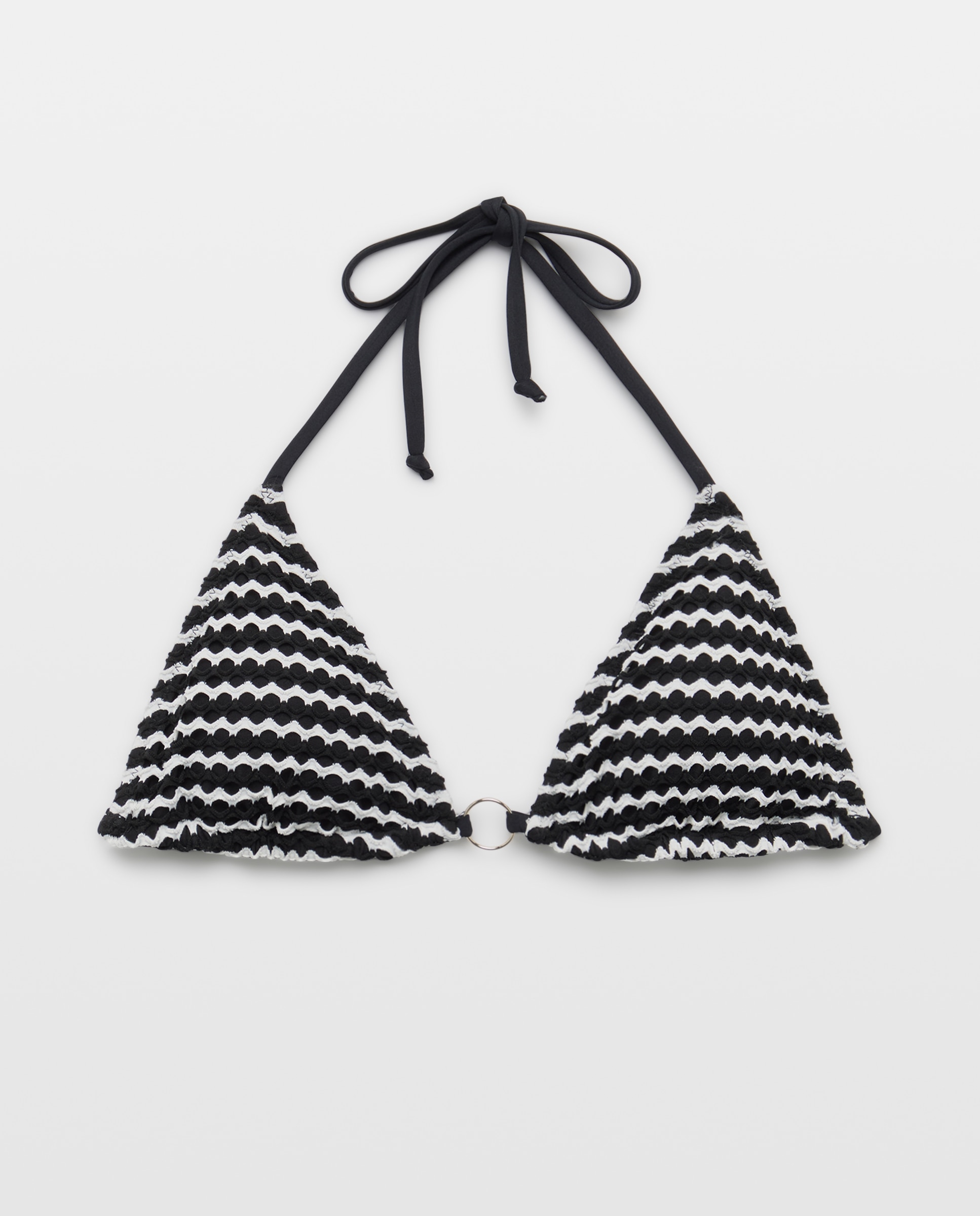 Top de Biquíni com Chevron e sem Aros Preto-4