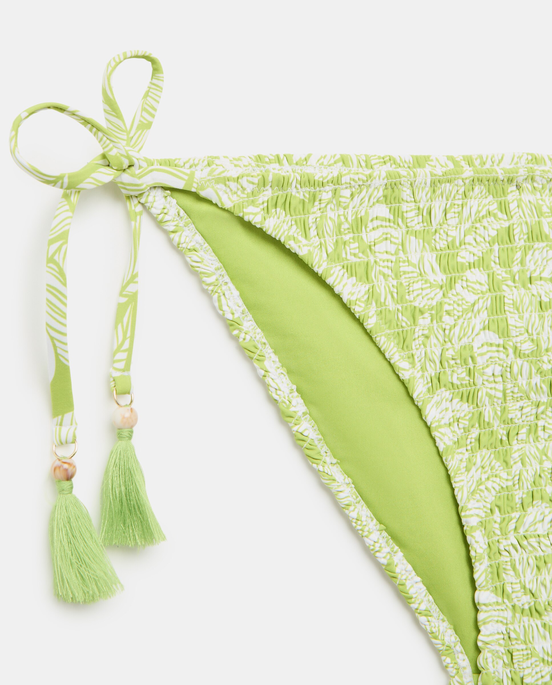Cueca de Biquíni Smock com Folhas 586 Lima-5