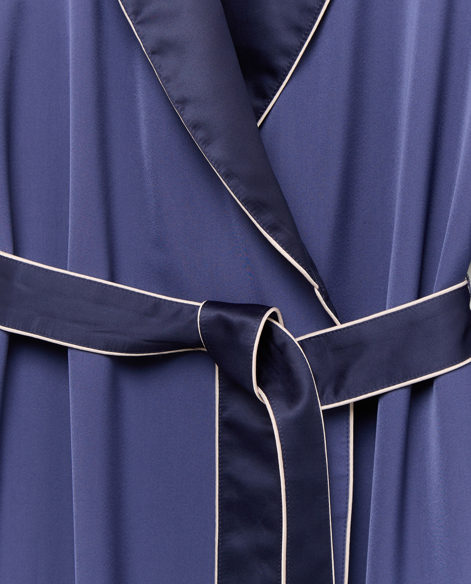 Robe Cruzado Estampado com Manga Comprida Azul Tinta-4