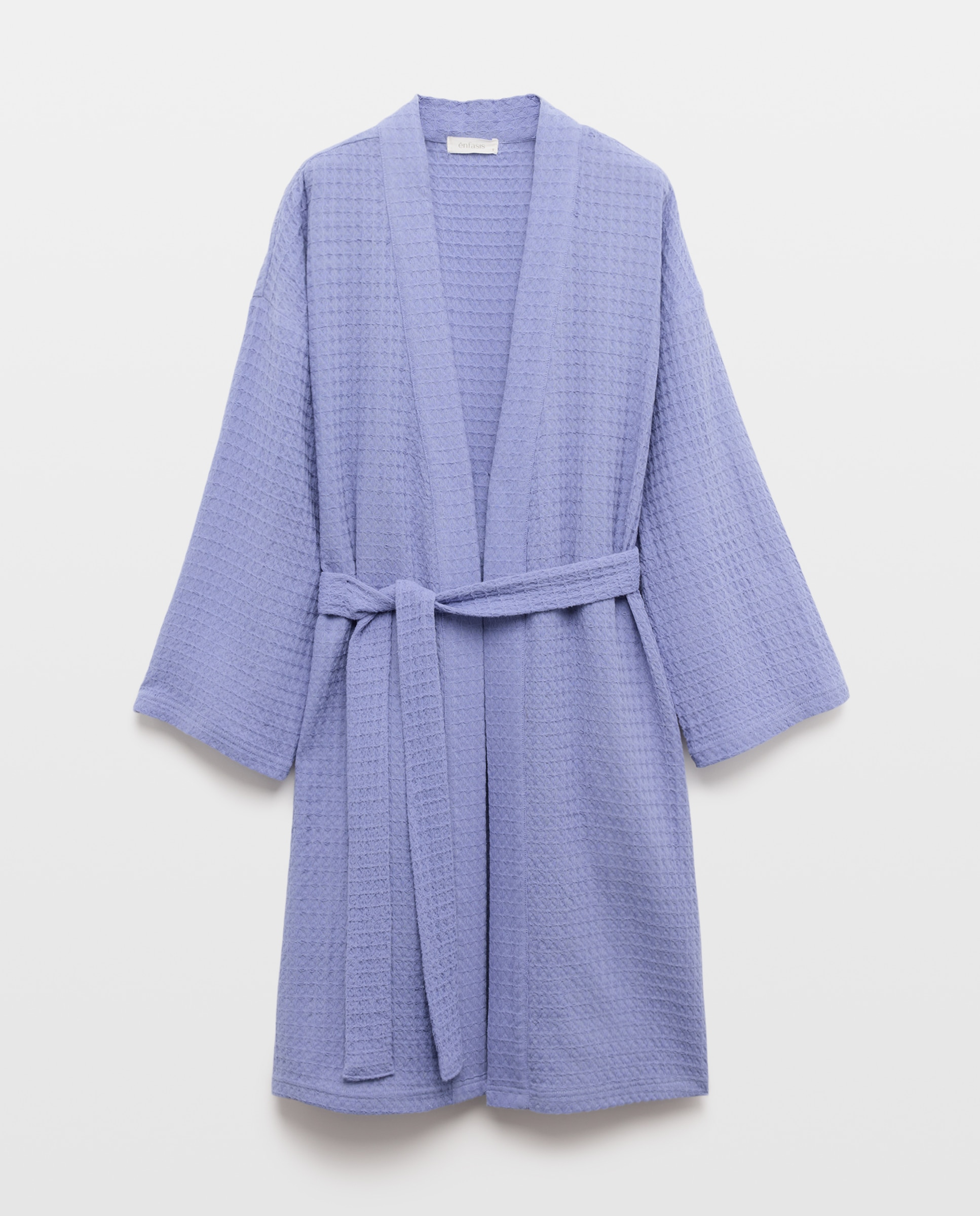 Robe com Cinto em Waffle 400 Azul-3