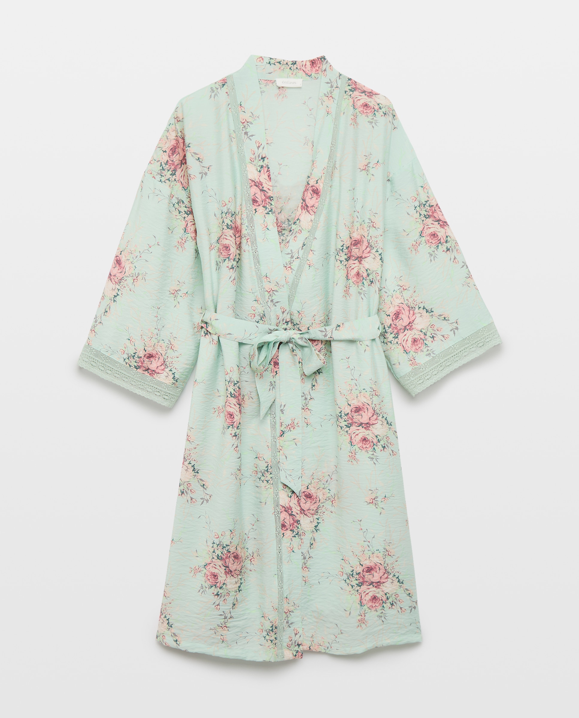 Robe Cruzado com Estampado Floral Verde-3