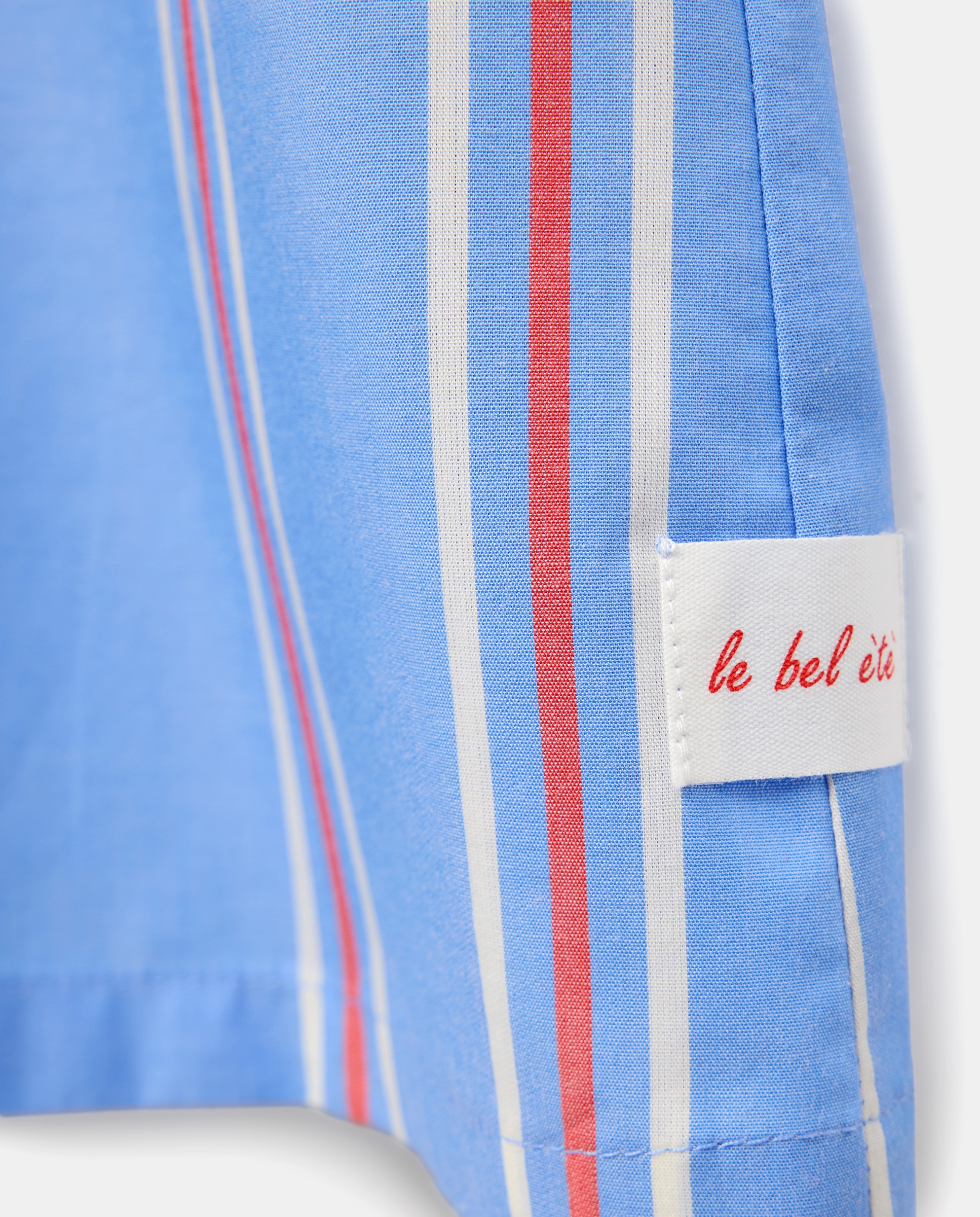 Robe com Cinto e Riscas Tecidas Azul-6