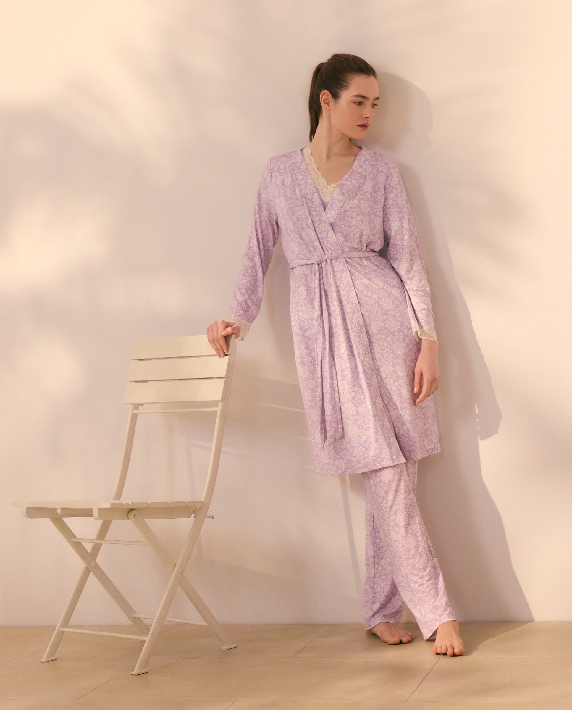 Imagem 0 de Robe Cruzado com Estampado Bicolor