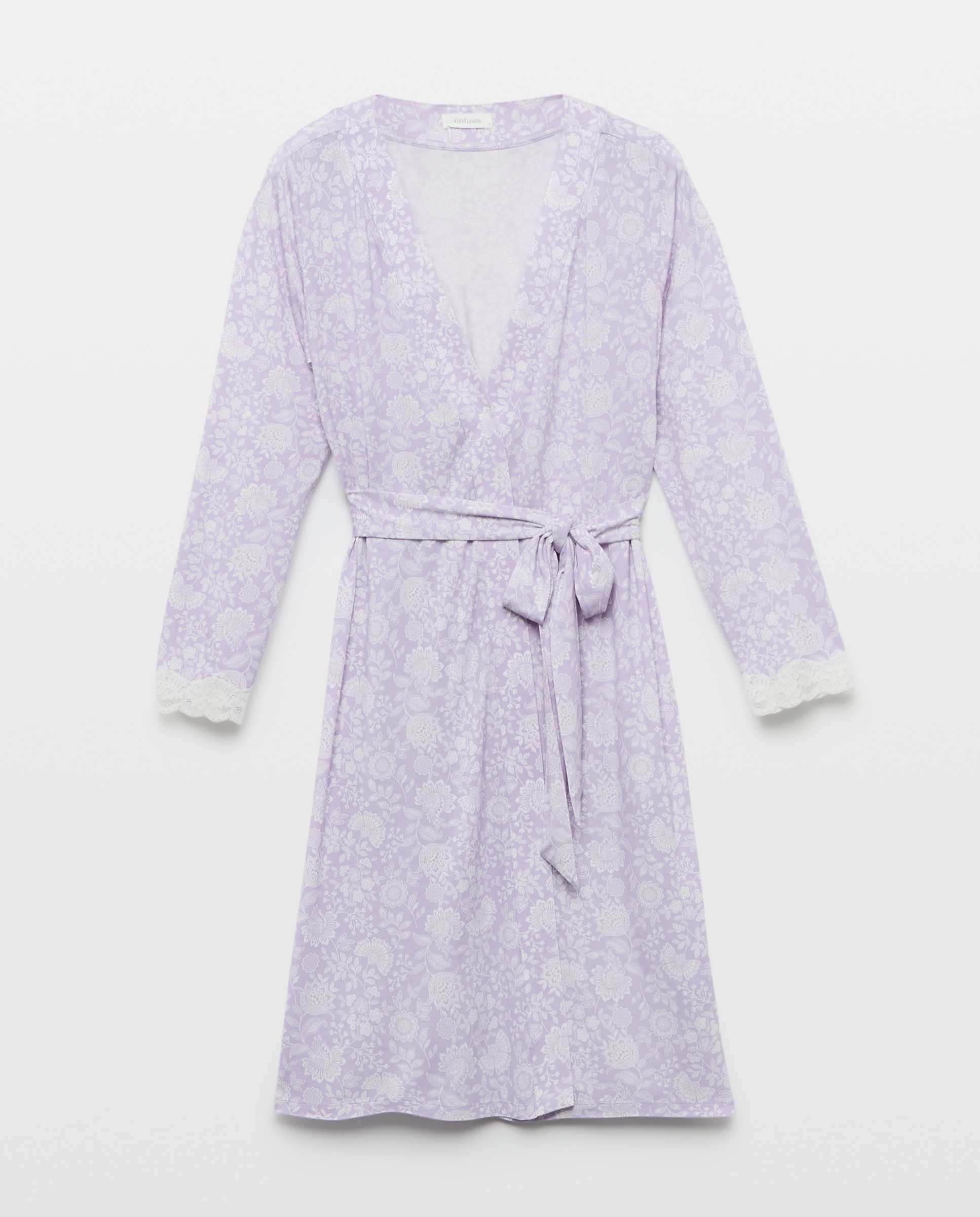 Robe Cruzado com Estampado Bicolor Roxo-4