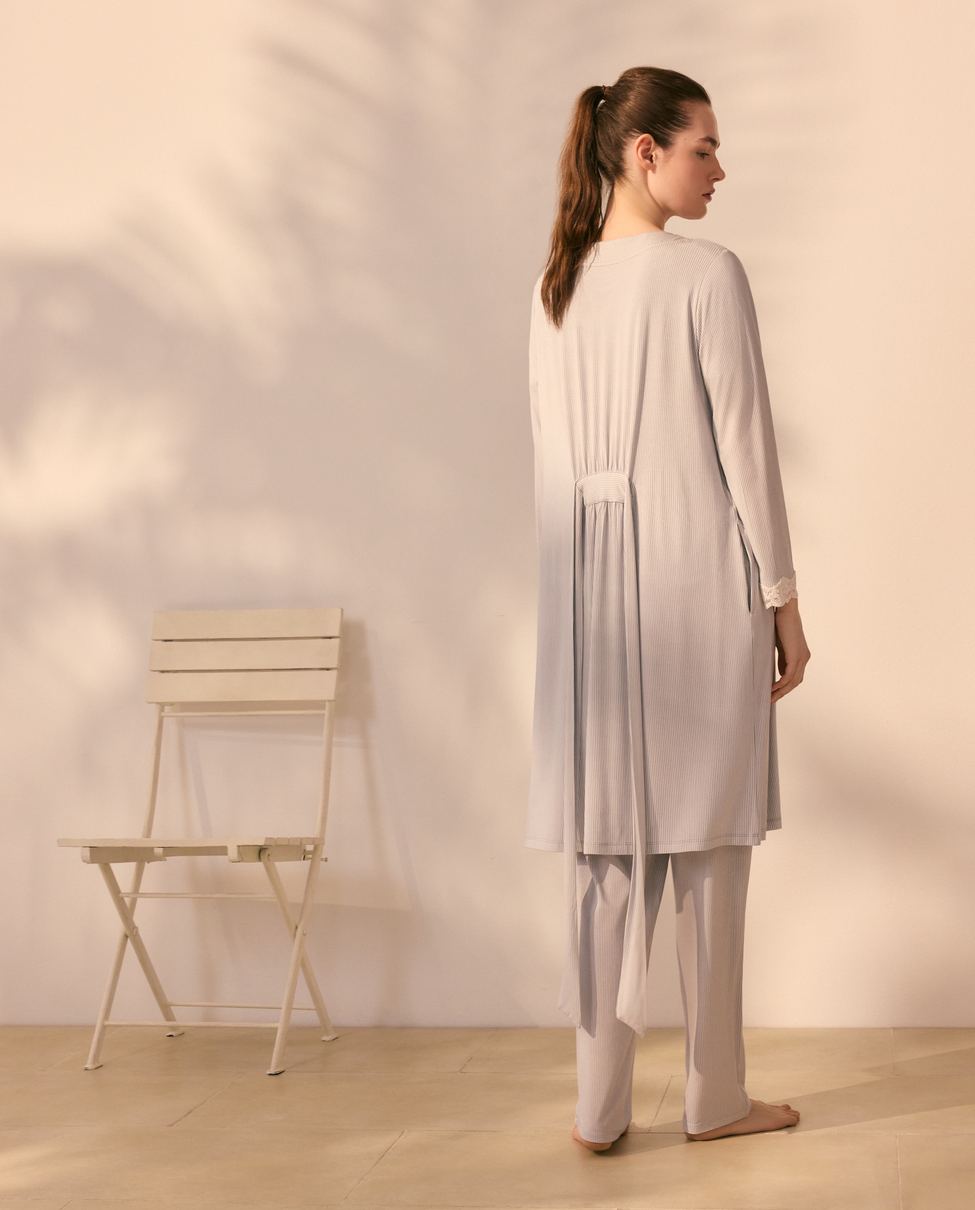 Robe Estampado às Riscas 820 Cinzento Médio-3