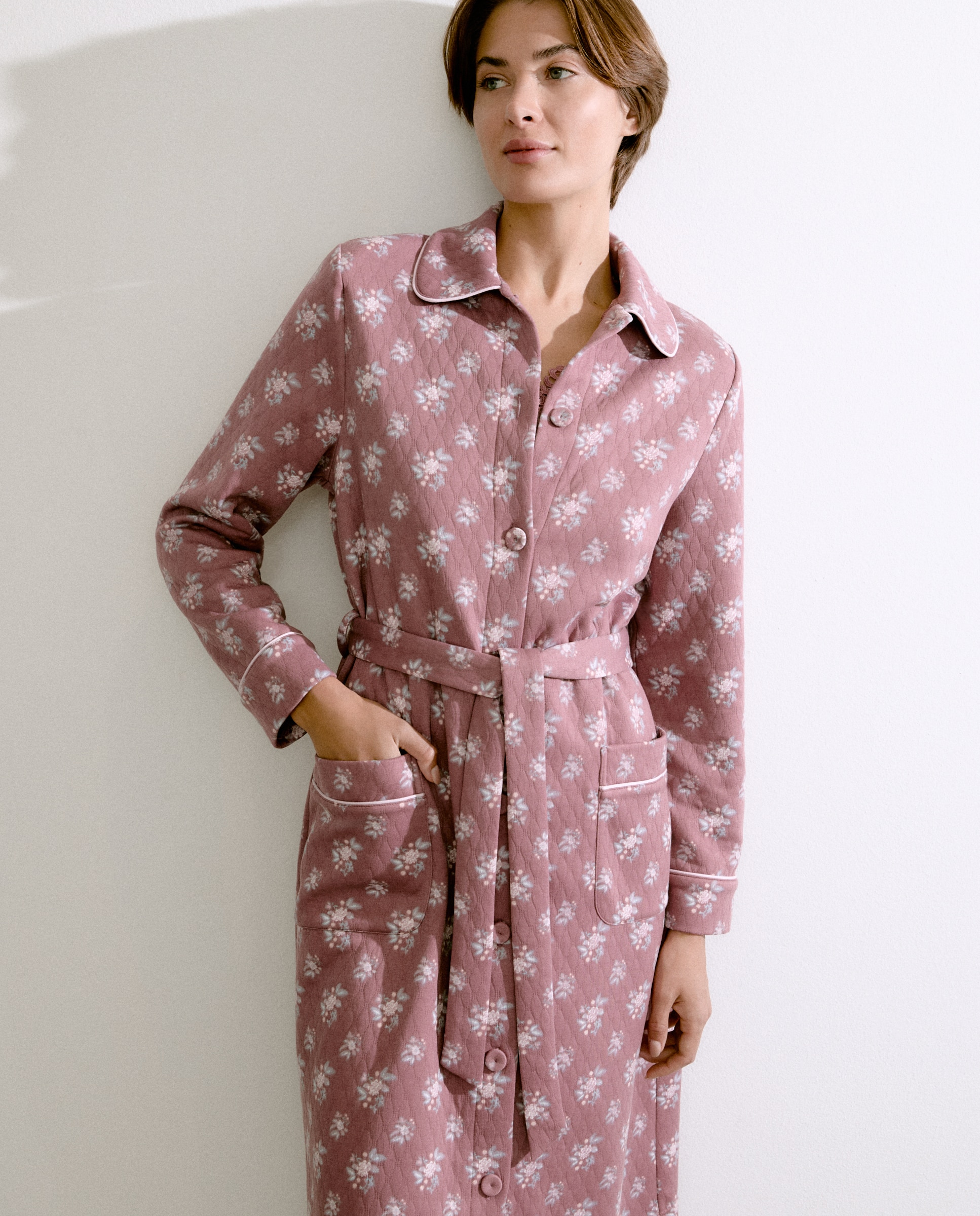 Robe Cruzado com Estampado Floral Rosa-2