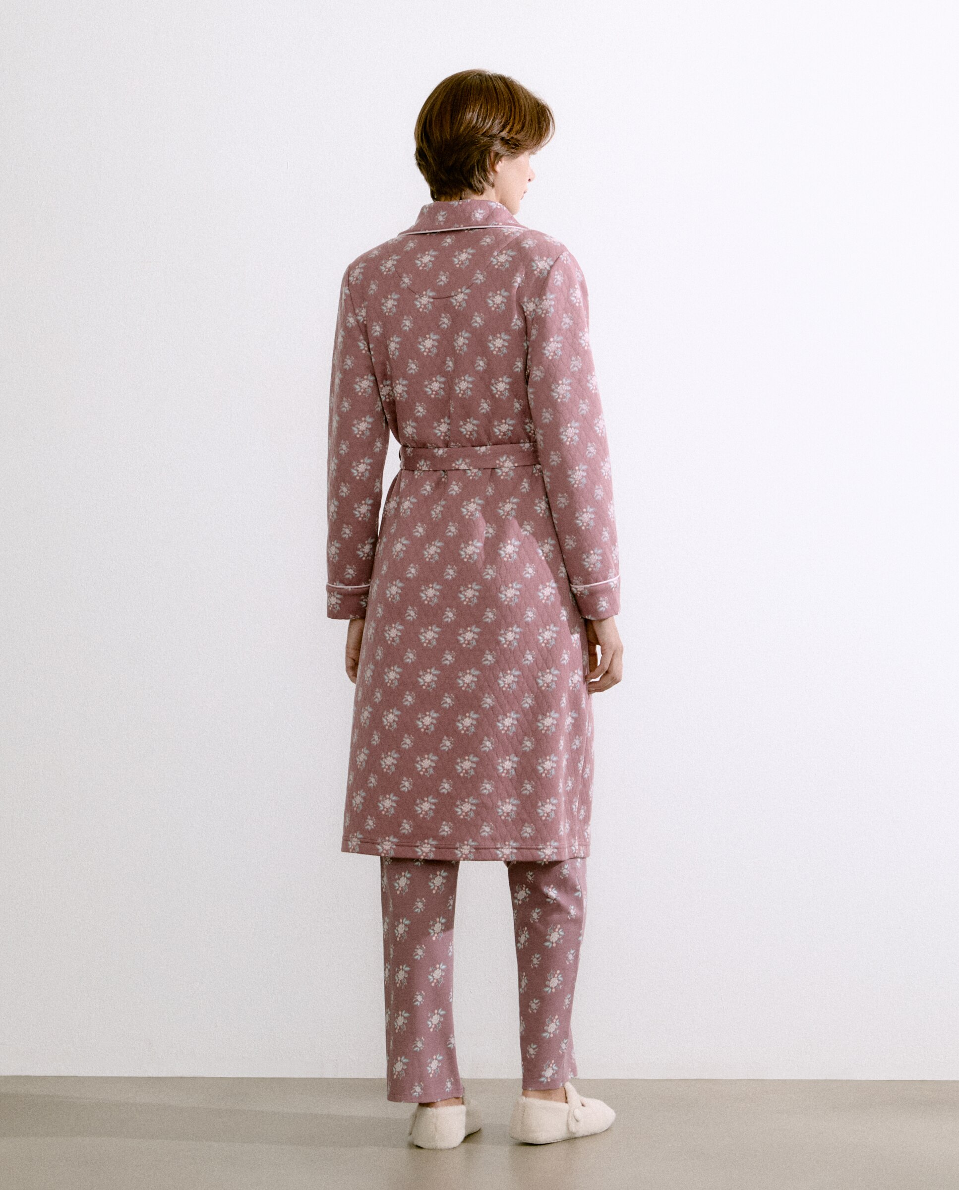 Robe Cruzado com Estampado Floral Rosa-3