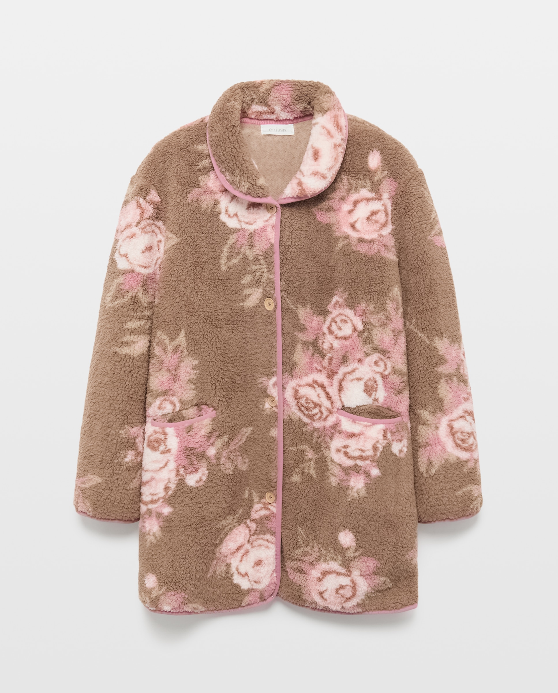 Robe com Botões e Estampado Floral Rosa-4