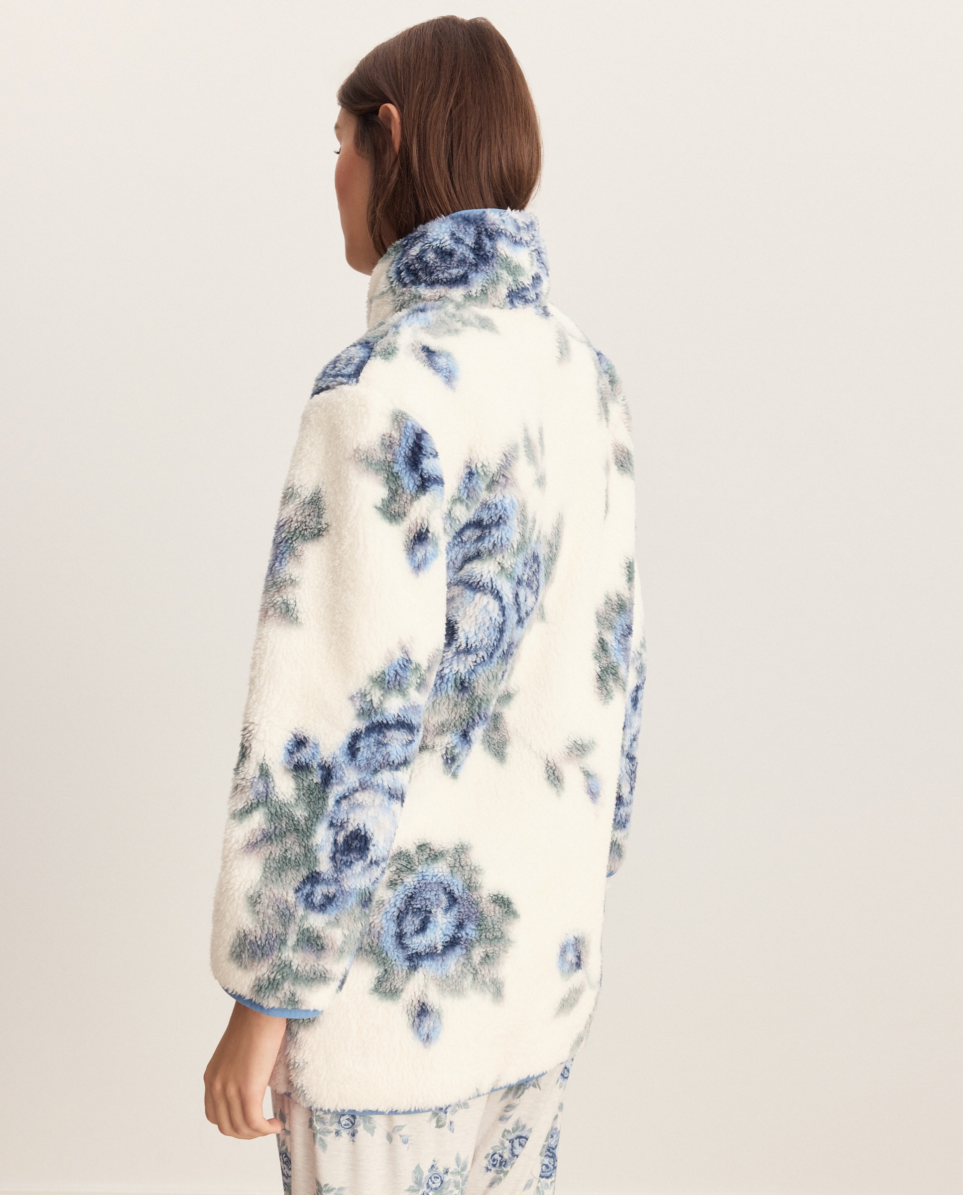 Robe com Botões e Estampado Floral Azul-3