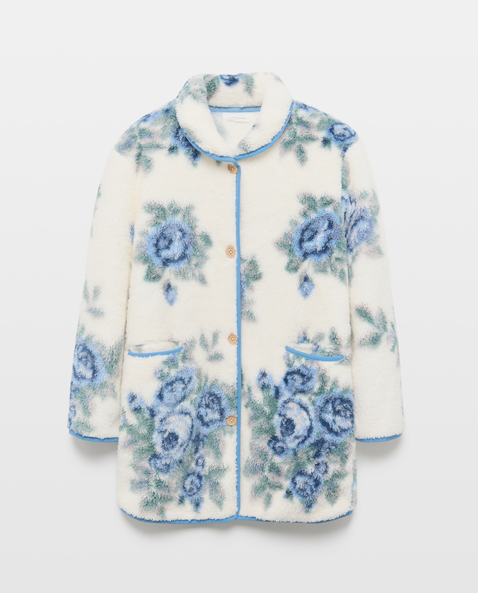 Robe com Botões e Estampado Floral Azul-4