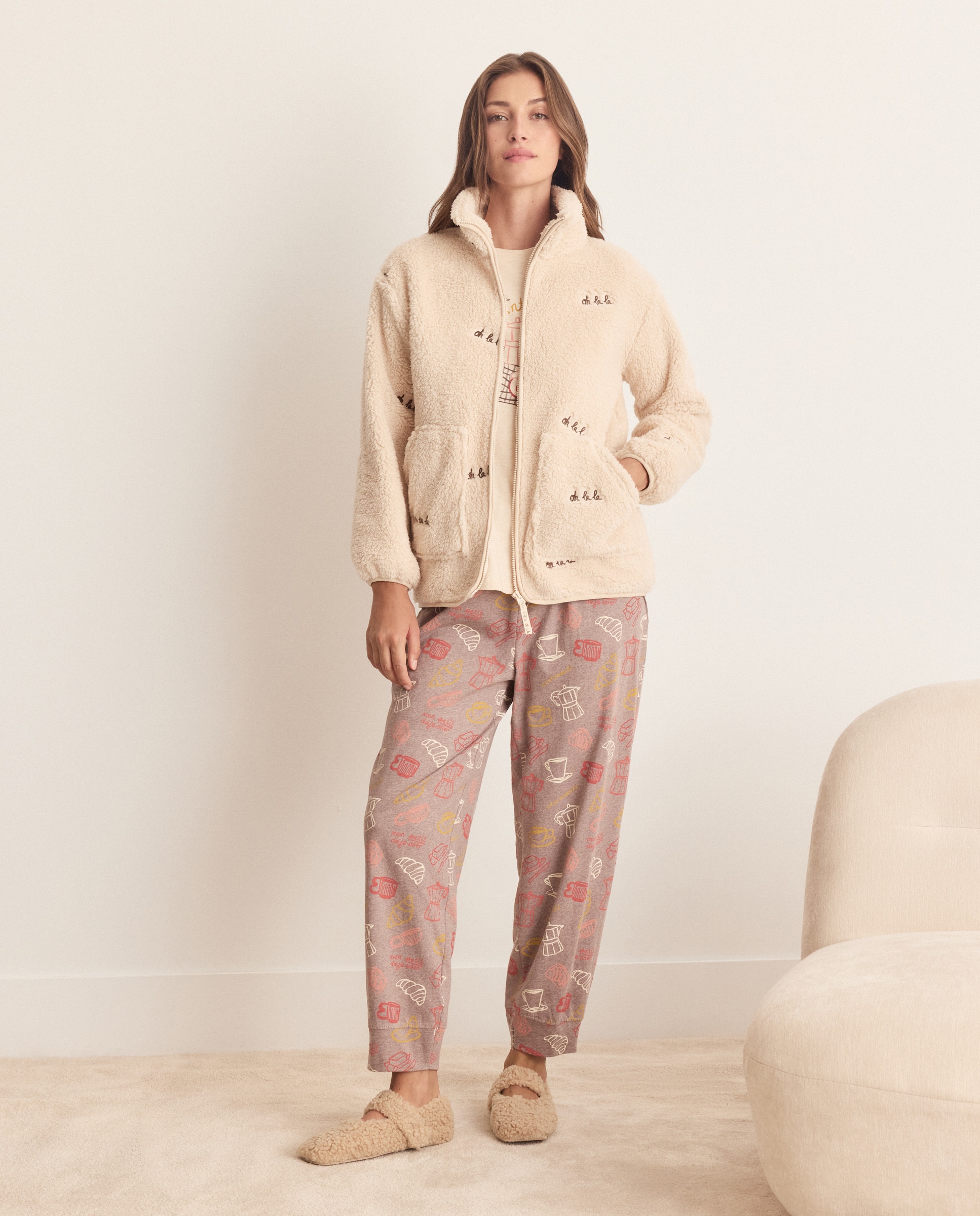 Bata lisa con cremallera de mujer - Énfasis - 120 Crudo 120 Crudo-2