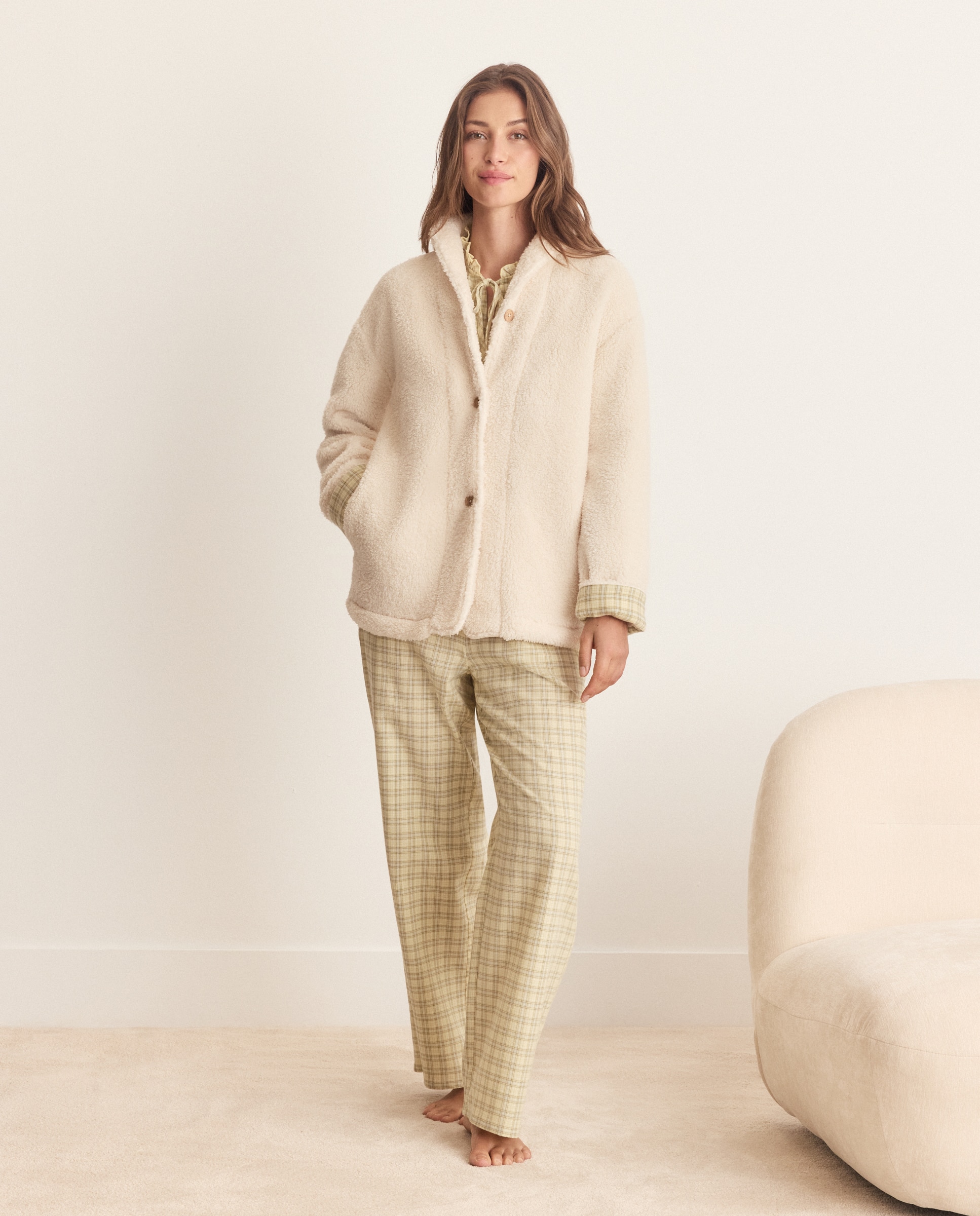 Bata corta lisa de mujer - Énfasis - 120 Crudo 120 Crudo-2