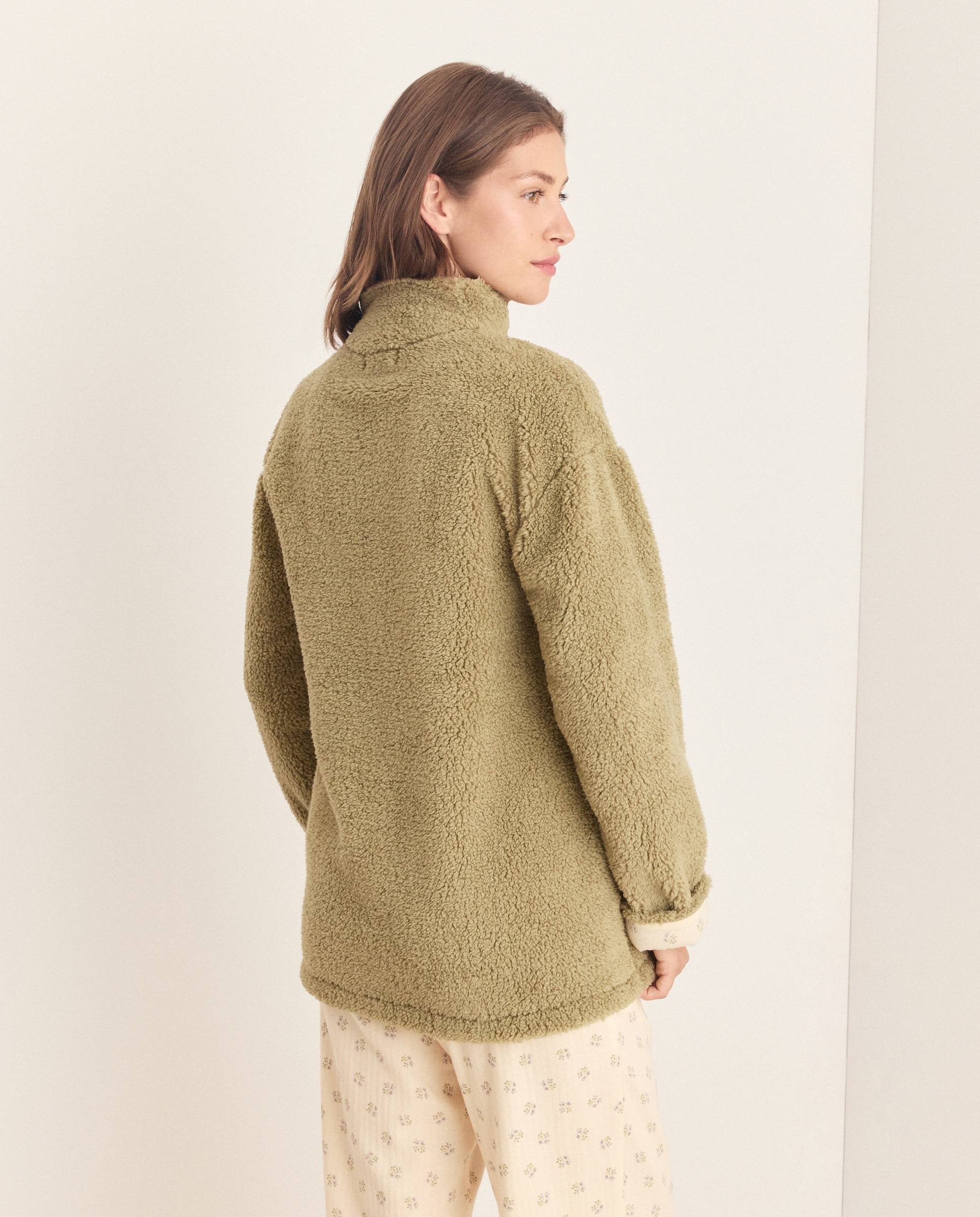 Bata corta lisa de mujer - Énfasis - Verde Verde-3