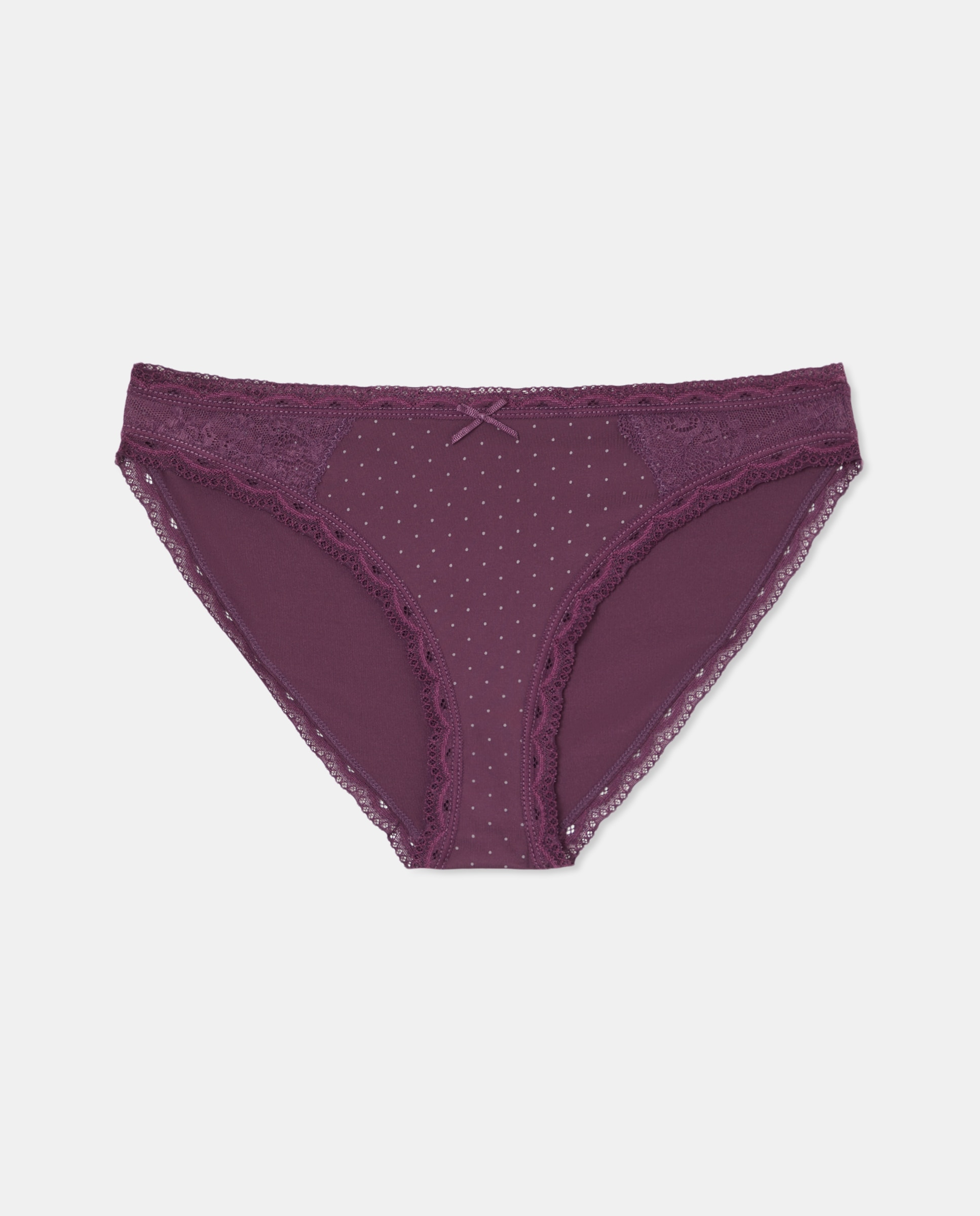 Cueca em Microfibra com Estampado às Bolinhas Roxo-3