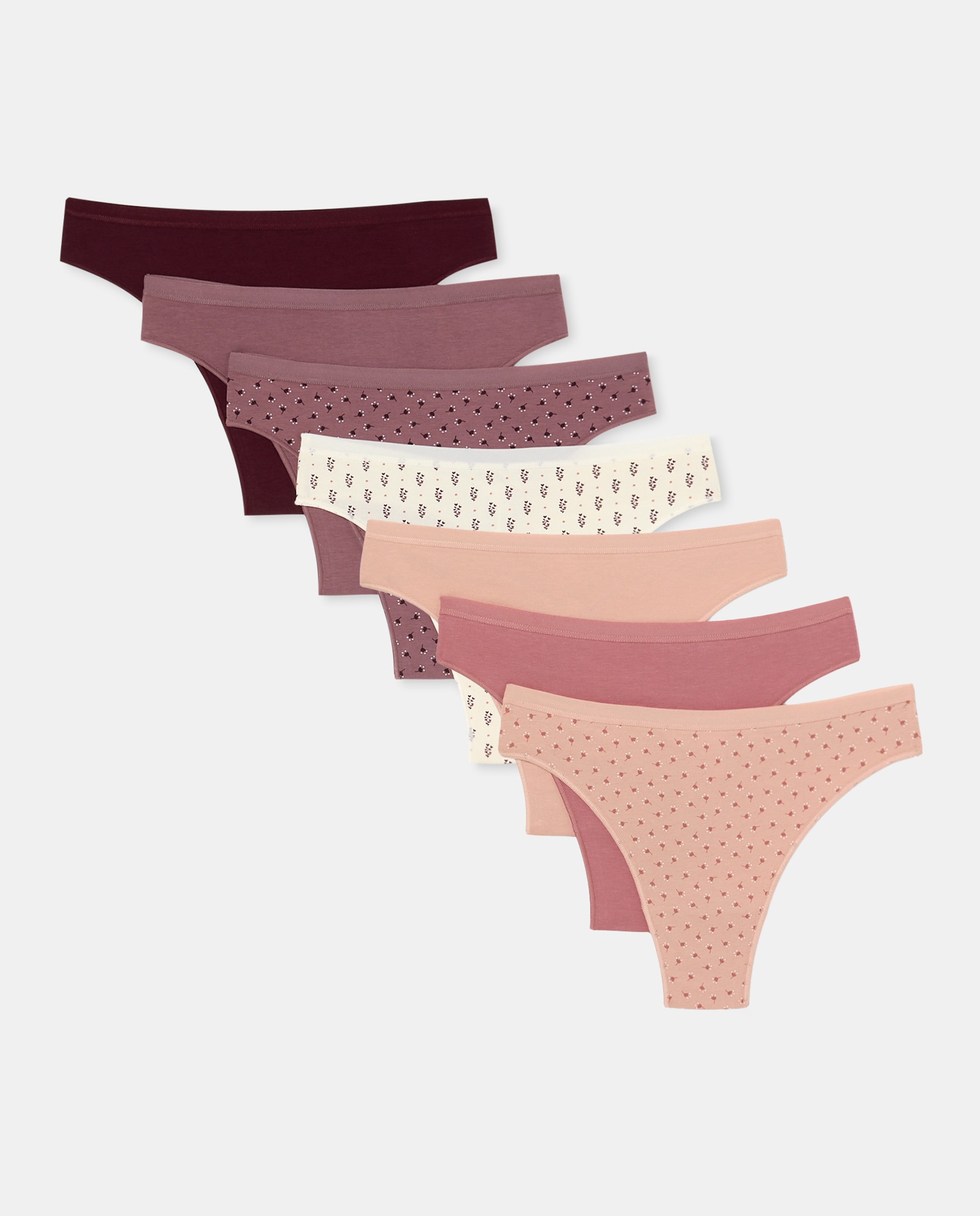 Pack de Sete Tangas de Algodão Rosa-3