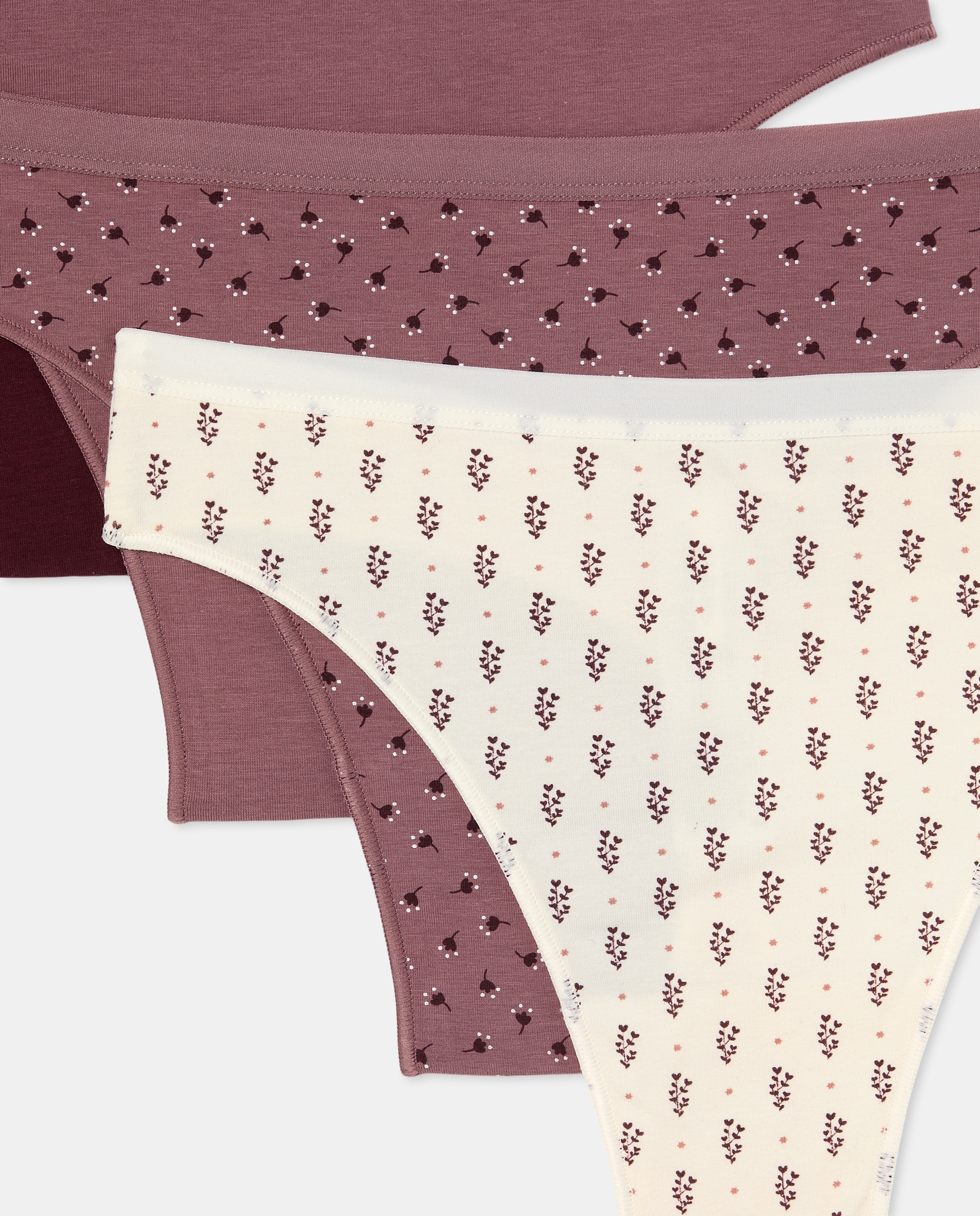 Pack de Sete Tangas de Algodão Rosa-4