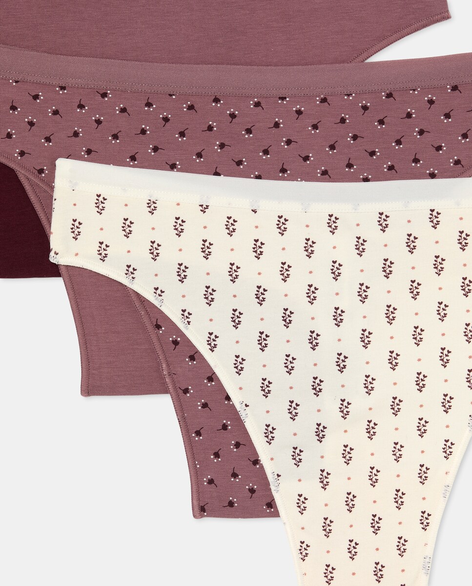 Pack de Sete Tangas de Algodão Rosa-4