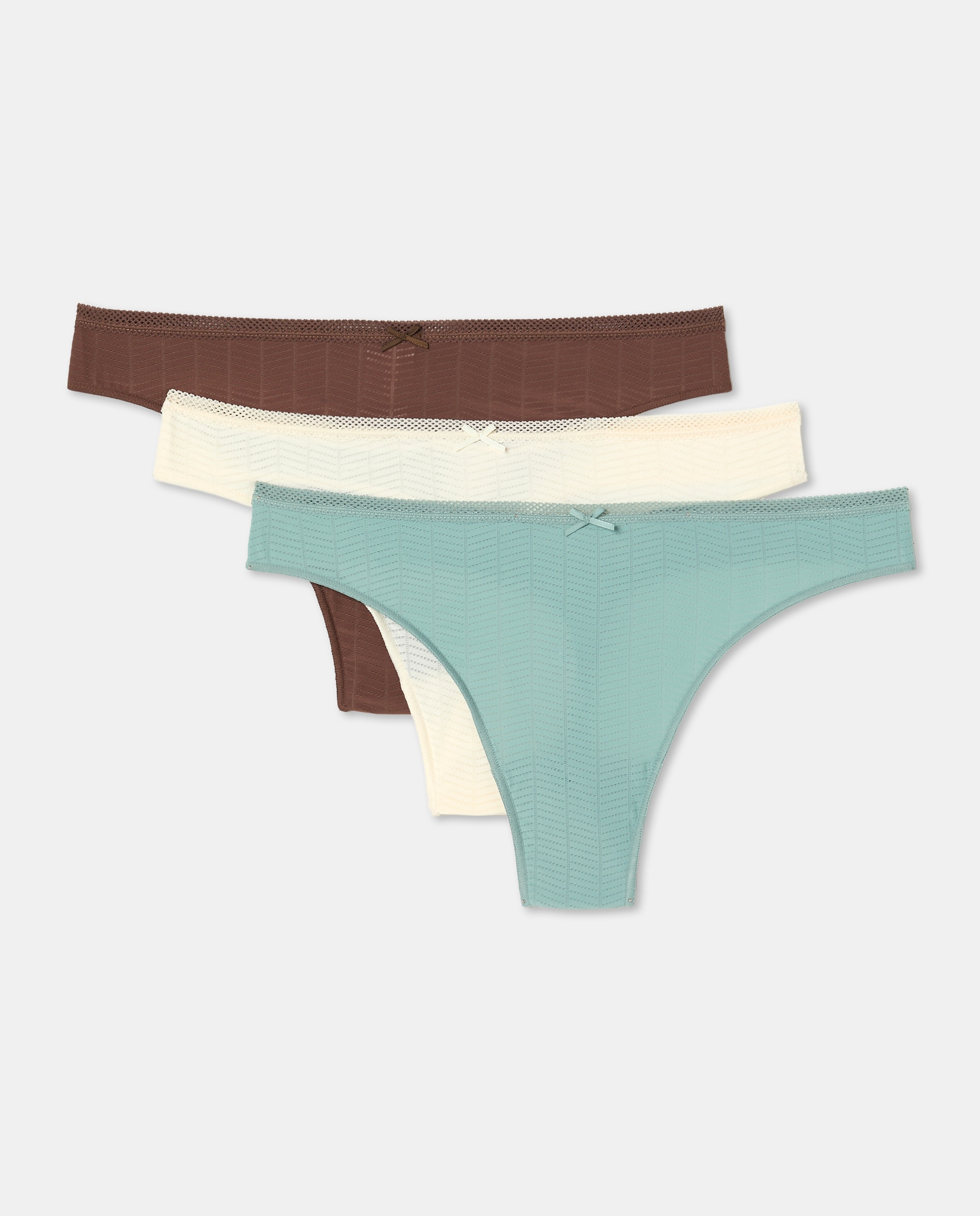 Pack de Três Tangas de Microfibra Castanho-3