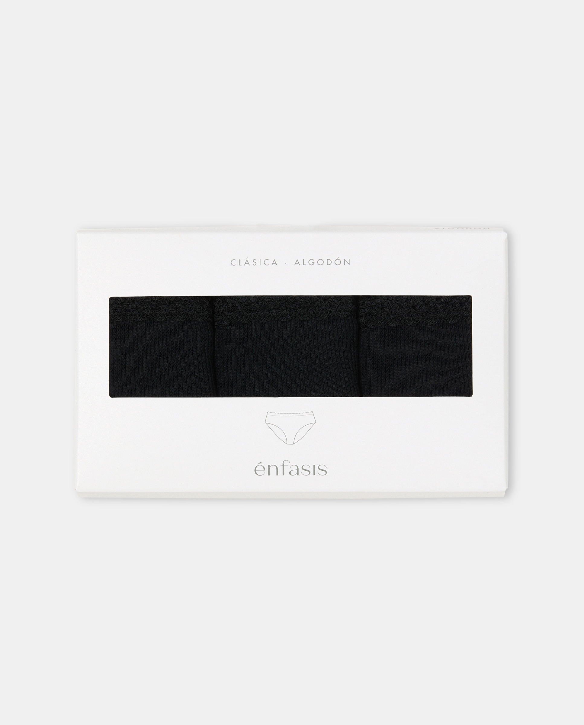 Pack de tres bragas RIB - Énfasis - Negro Negro-5