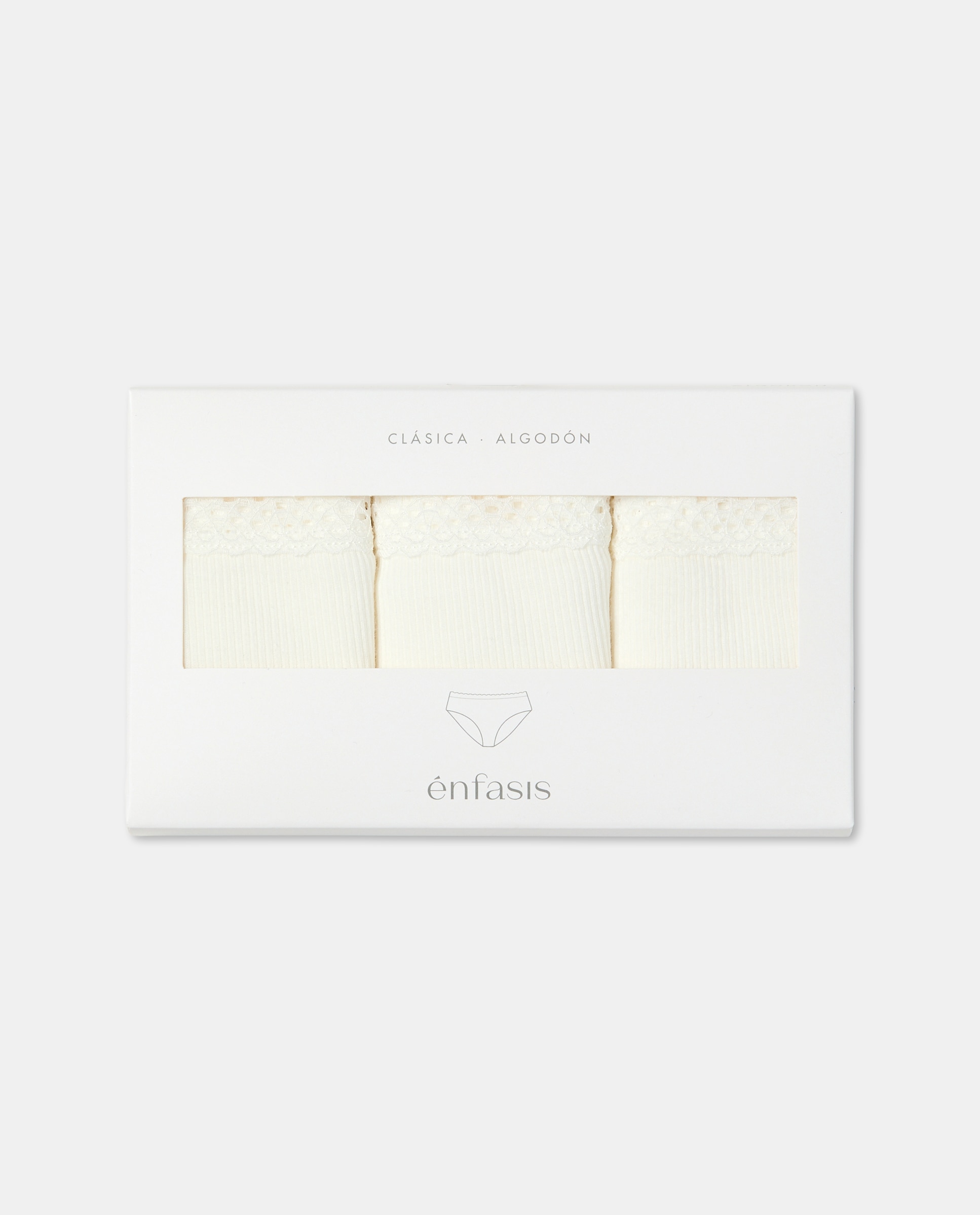 Pack de tres bragas RIB - Énfasis - Blanco roto Blanco roto-5