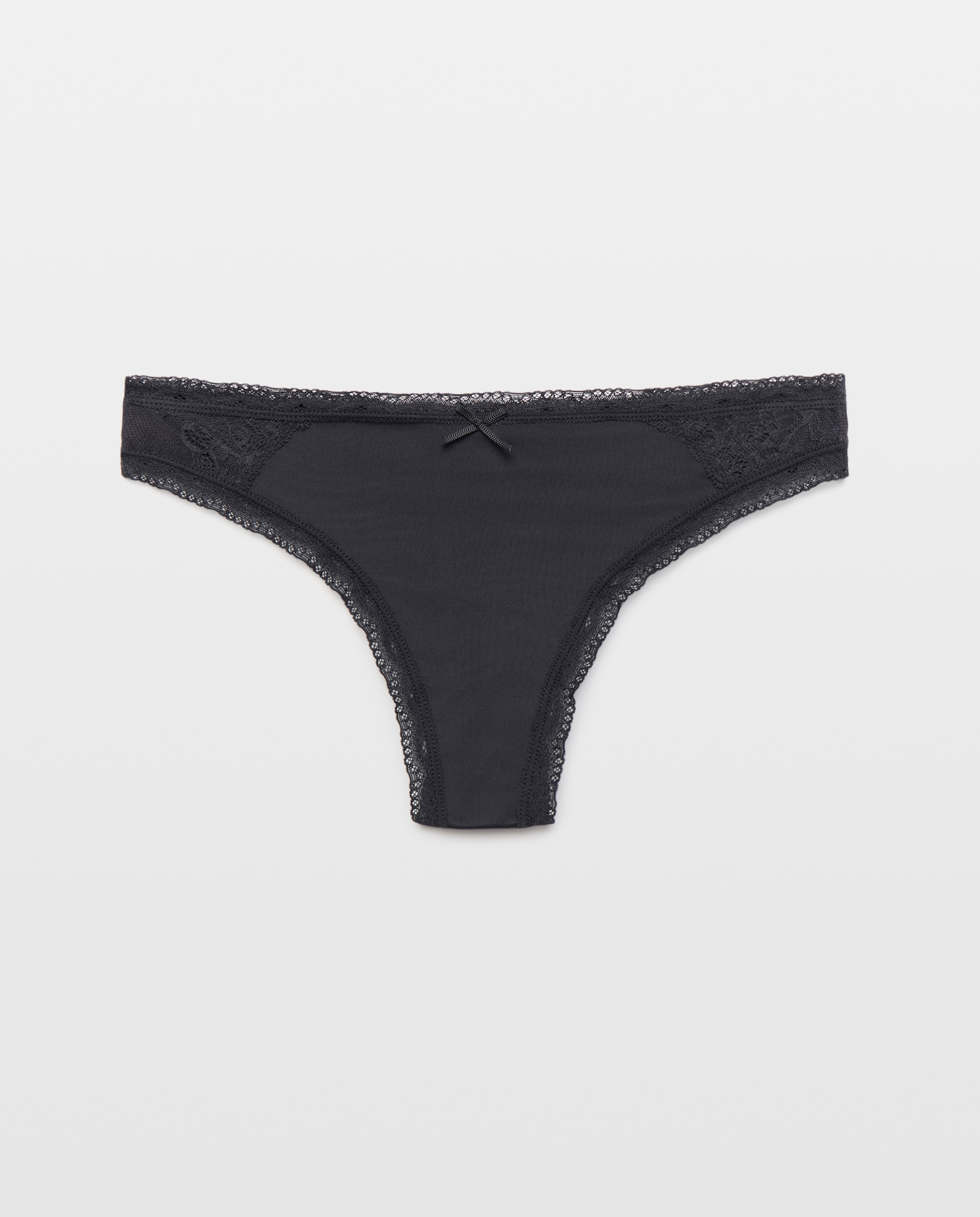 Tanga liso de mujer - Énfasis - Negro Negro-3