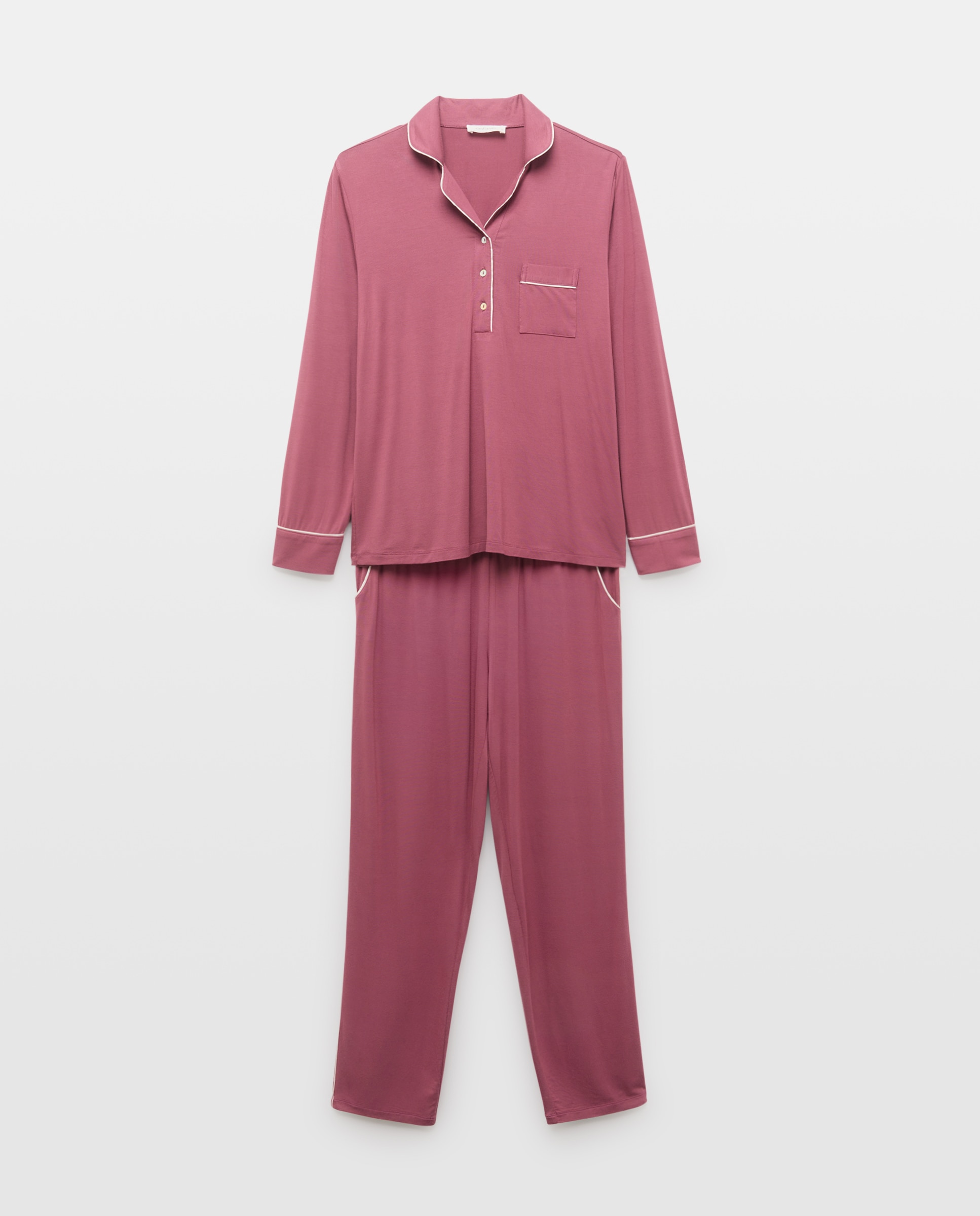 Pijama Camiseiro Liso Ameixa-3