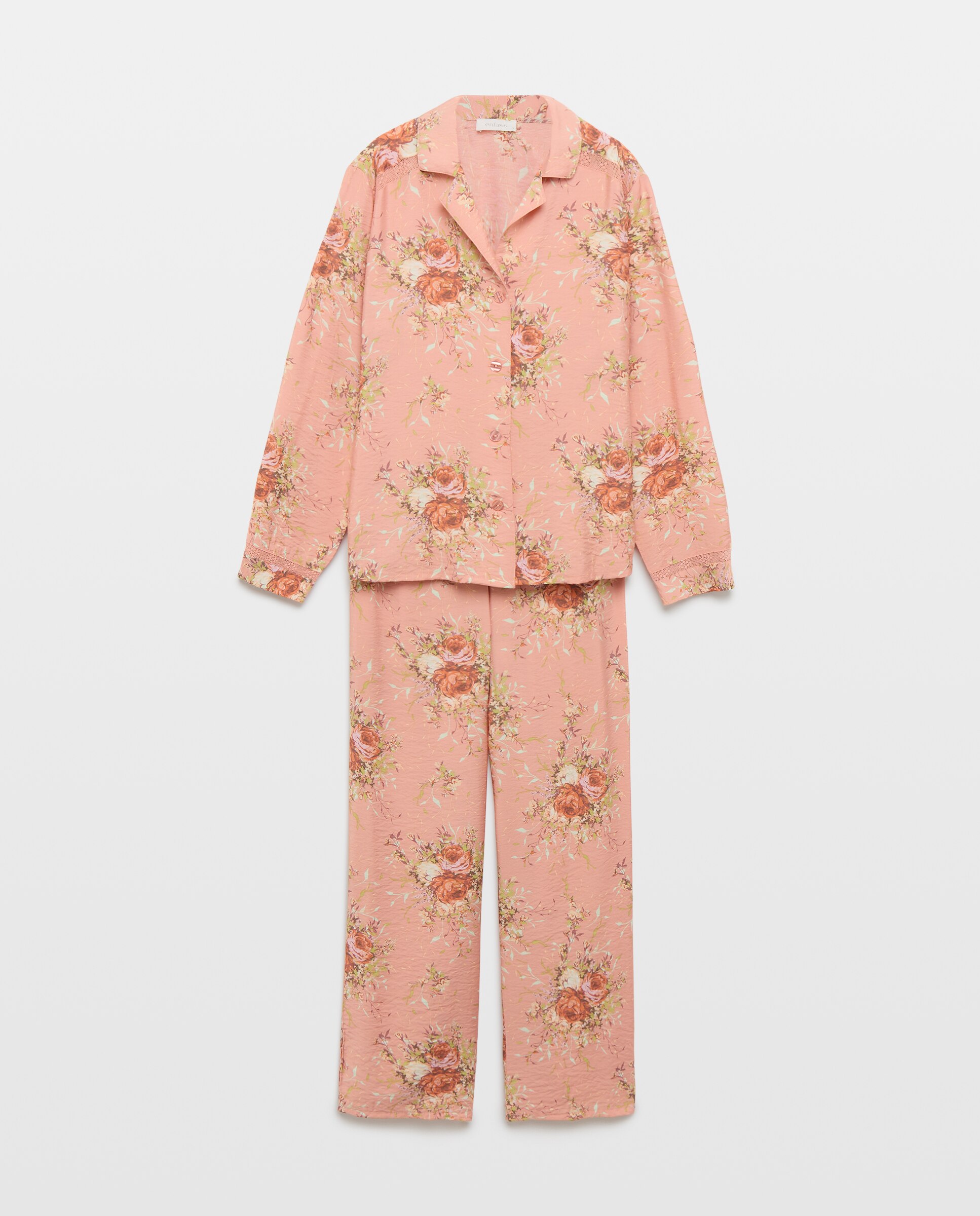 Pijama de mujer floral con lazada - Énfasis - Rosa Rosa-4