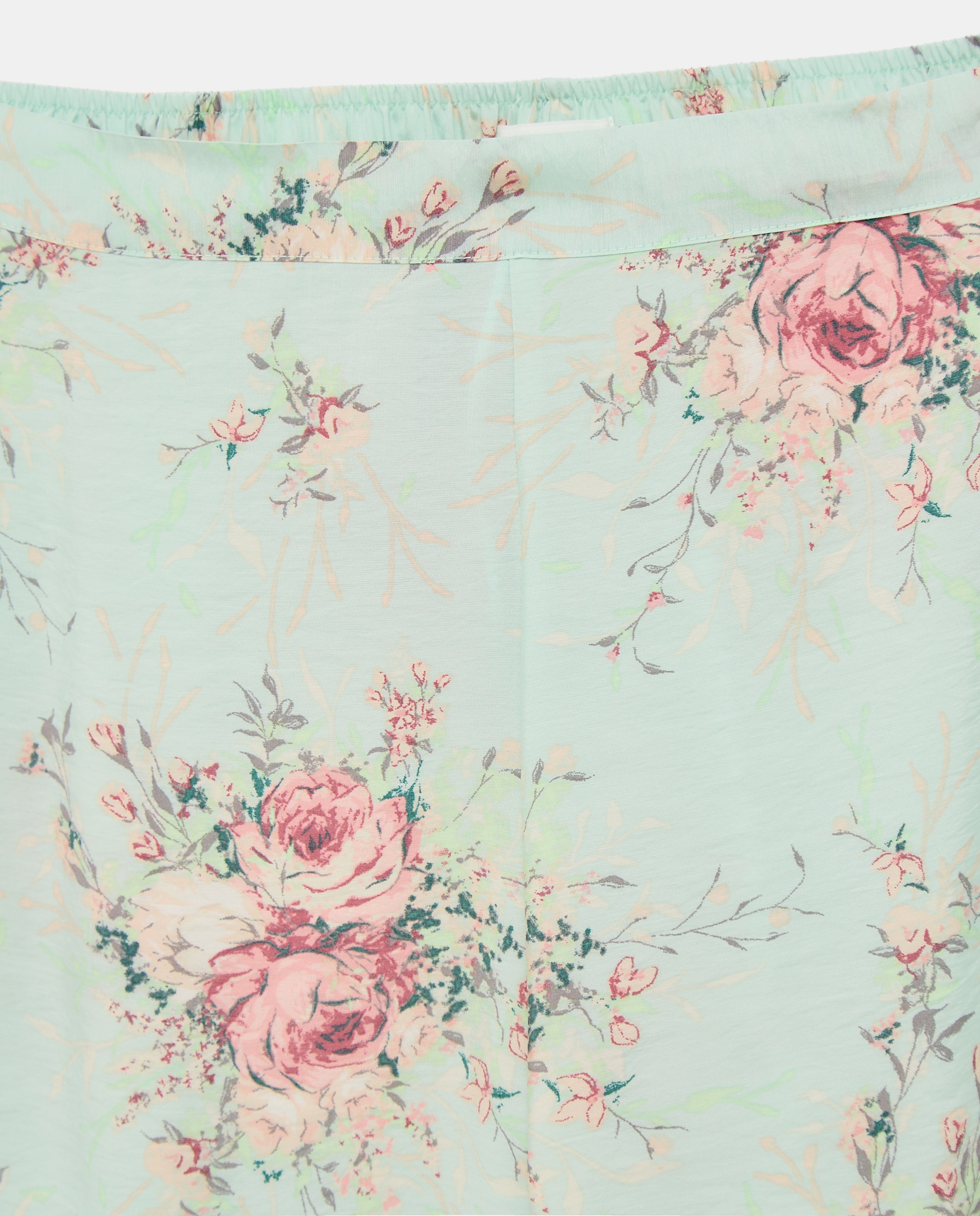 Pijama de Estampado Floral com Laço Verde-4