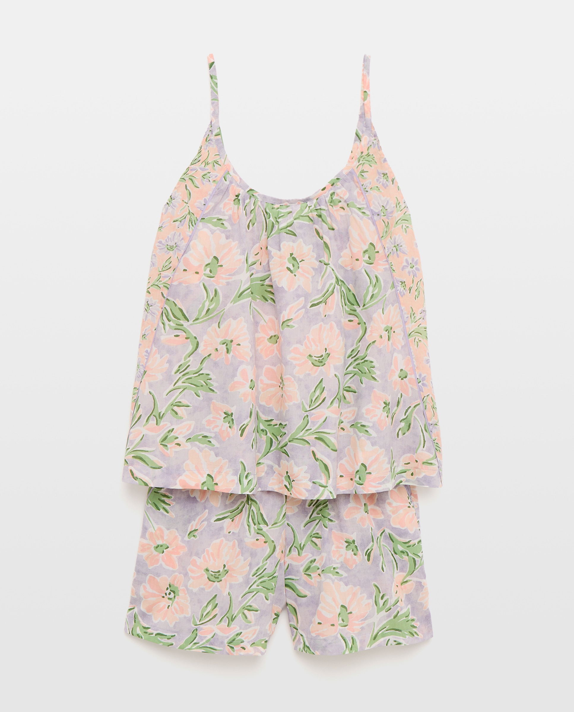 Pijama com Estampado Floral e Alças Multicolor-3