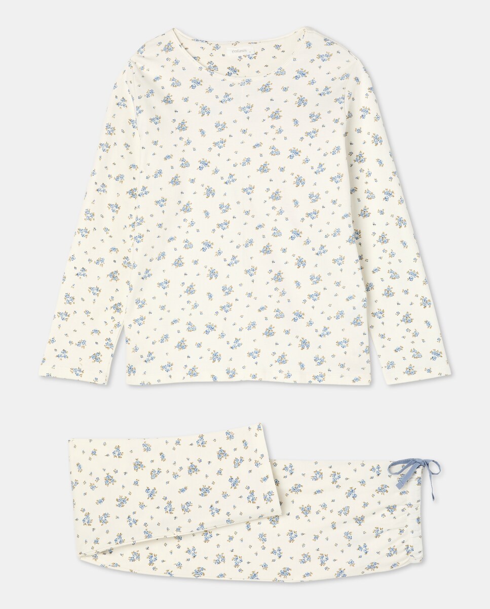 Pijama com estampado floral Azul-3