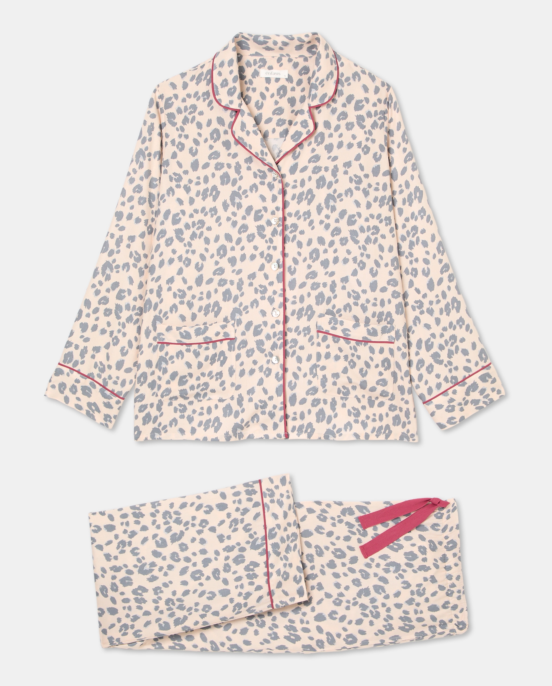 Pijama com Estampado e Botões Branco-3