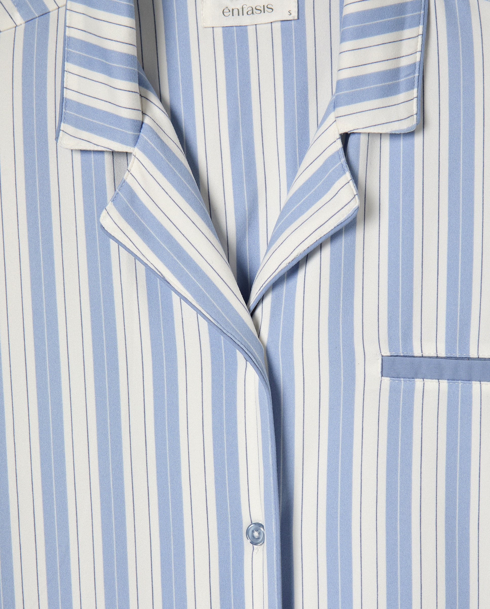 Pijama Camiseiro às Riscas 410 Azul Claro-5