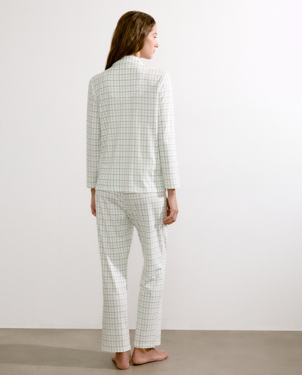 Pijama Camiseiro aos Quadrados 510 Verde Claro-2