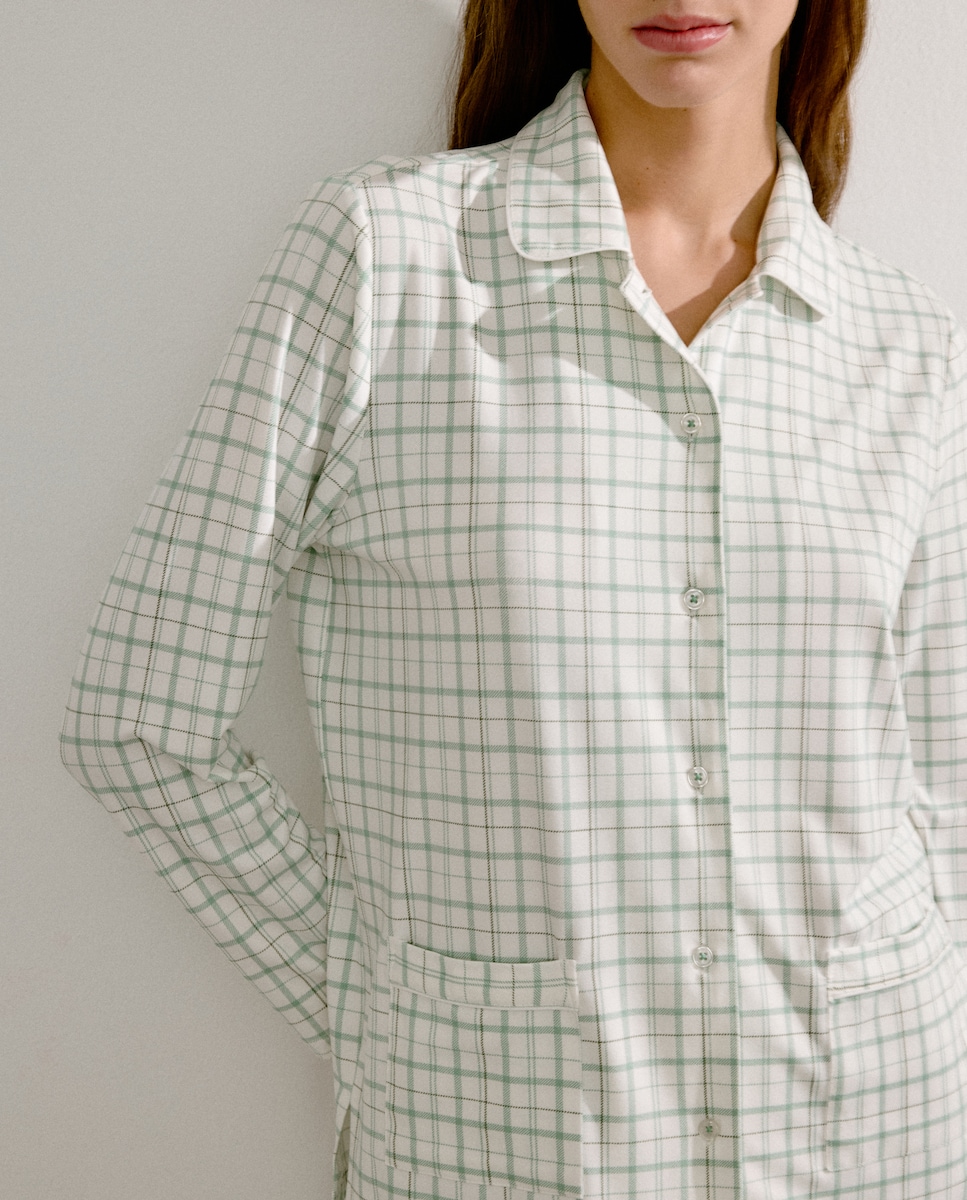 Pijama Camiseiro aos Quadrados 510 Verde Claro-3